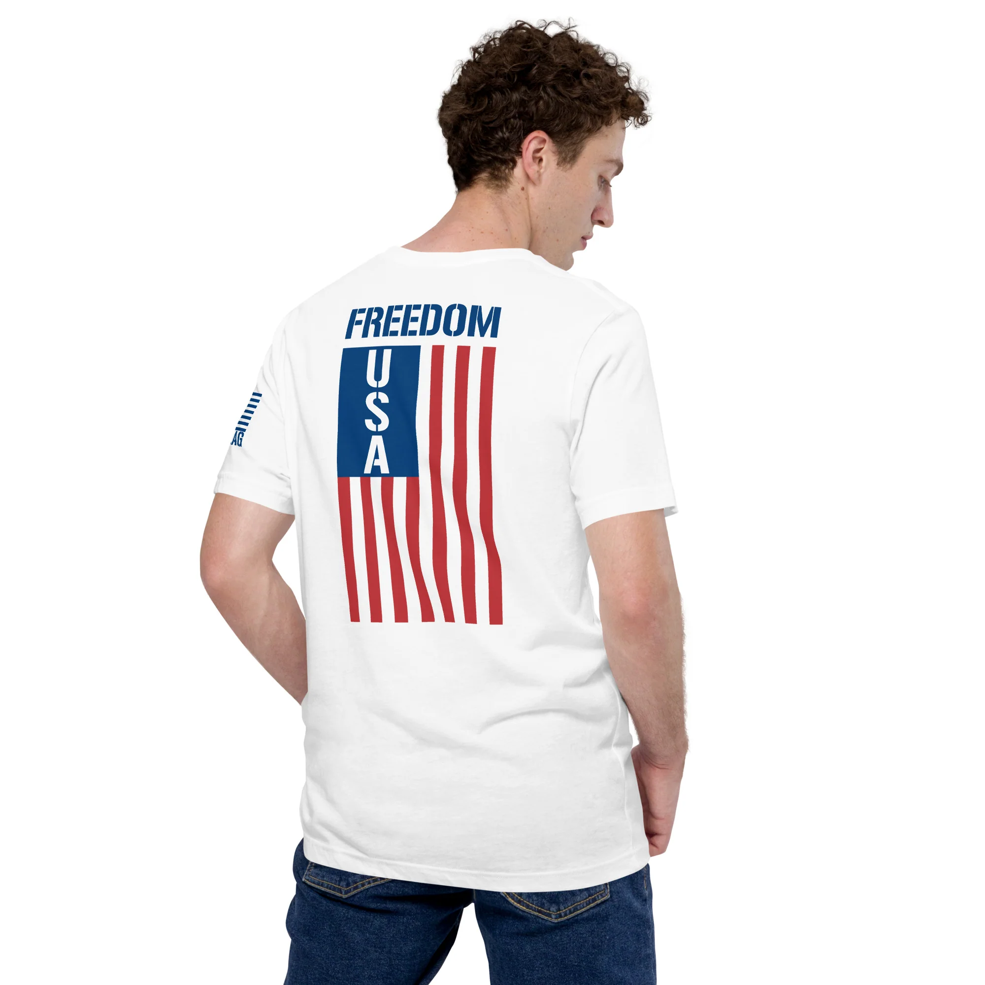 Freedom USA Flag T-Shirt | Unisex | Red & Blue DTG Printing - Image 8