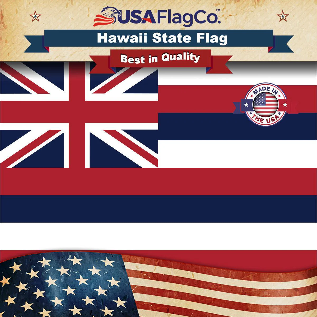 Hawaii State Flag Made in USA – Heavy Duty Nylon