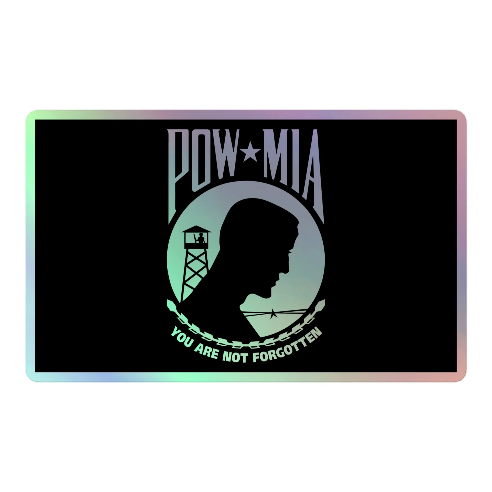 Holographic POW-MIA Flag Sticker | USA Flag Co. - Image 3
