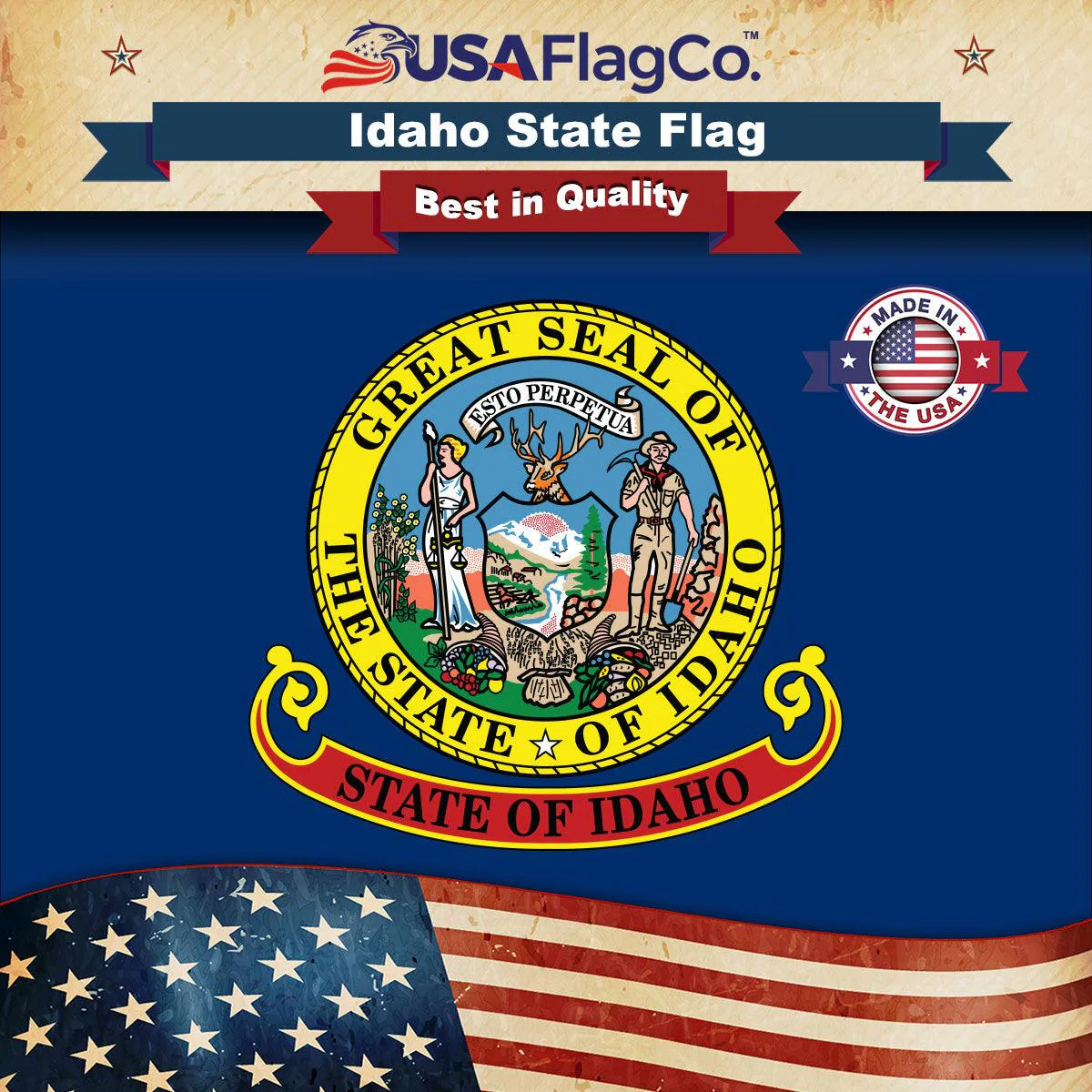 Idaho State Flag Made in USA – Heavy Duty Nylon