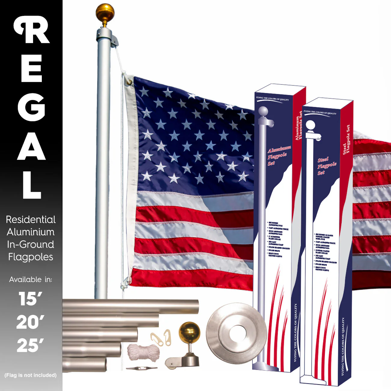 REGAL™ Aluminum Residential In-Ground Flag Pole Kit