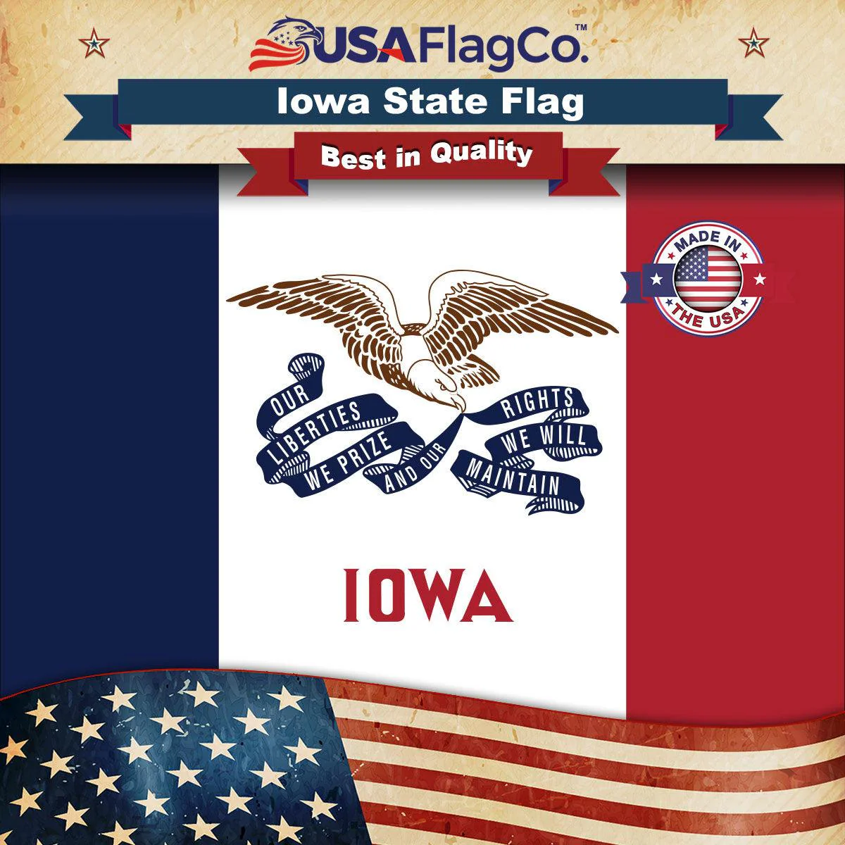 Iowa State Flag Made in USA – Heavy Duty Nylon