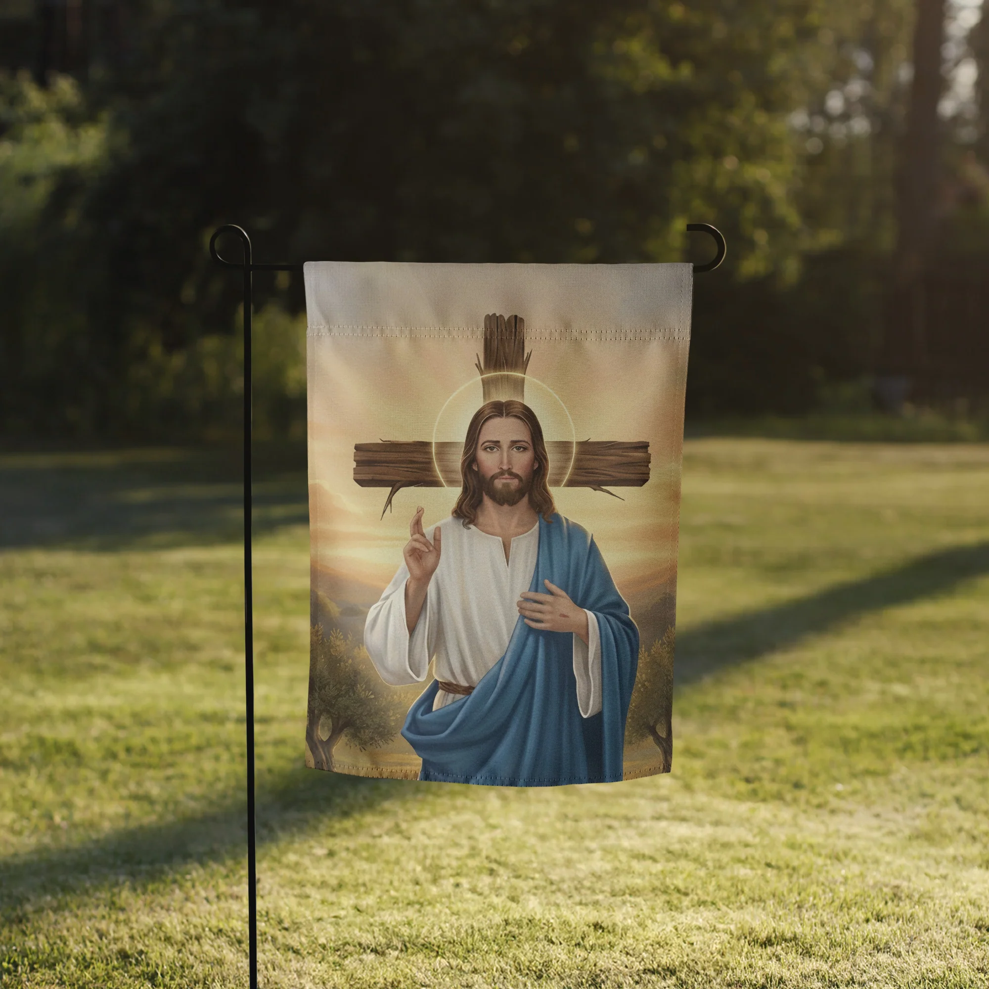Jesus & Cross | Double-sided Garden Flag - Image 4