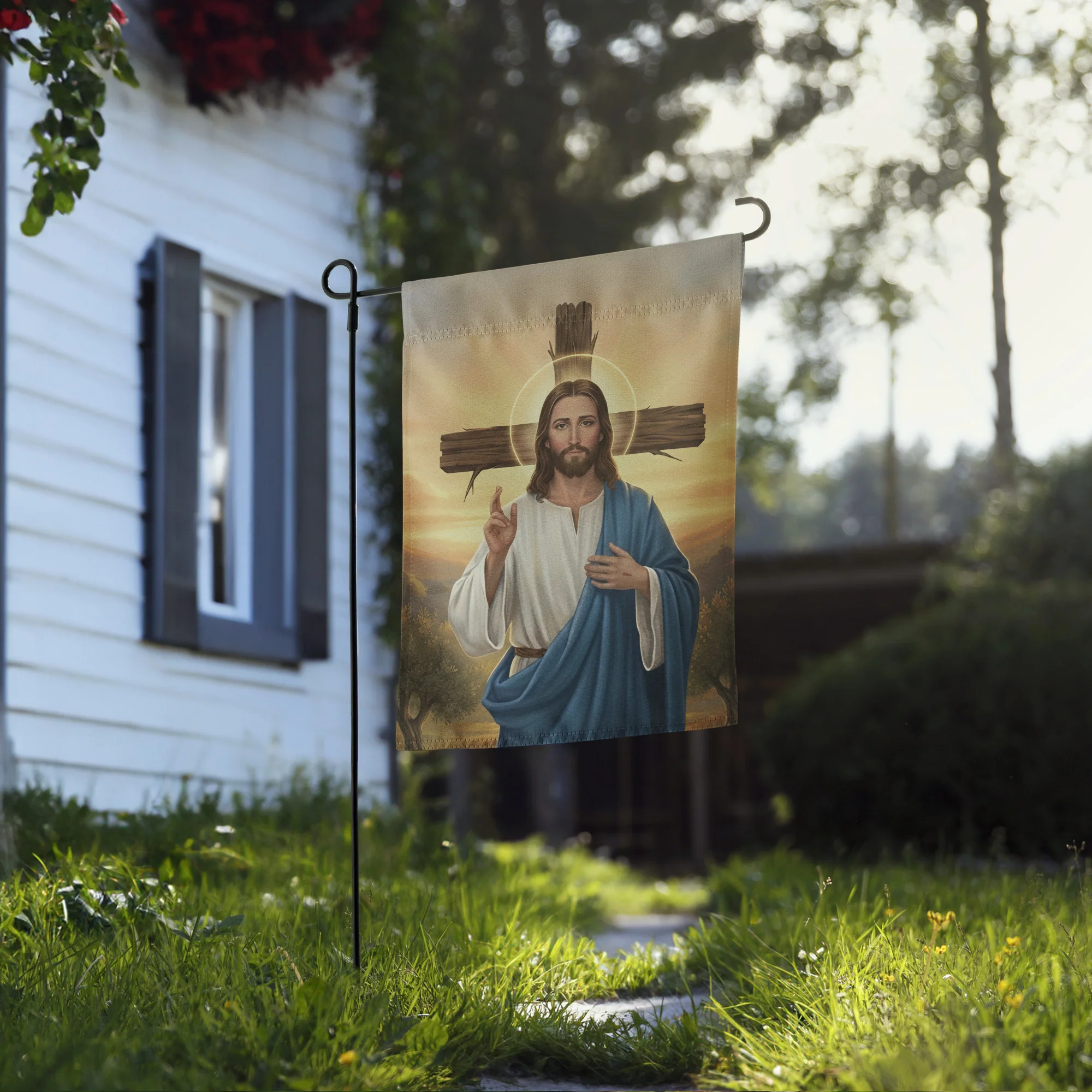 Jesus & Cross | Double-sided Garden Flag - Image 6
