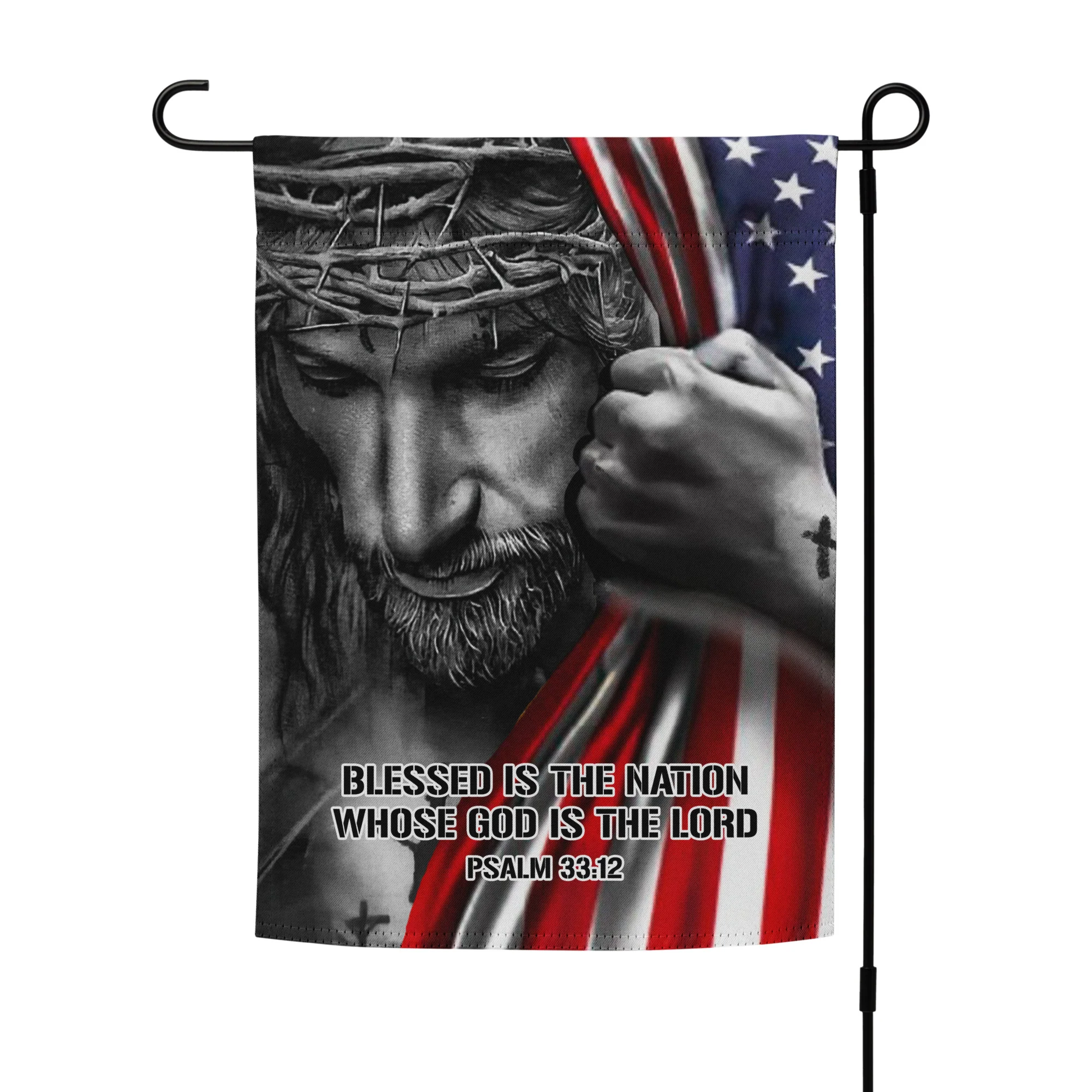 Jesus Holding American Flag | Double-sided Garden Flag