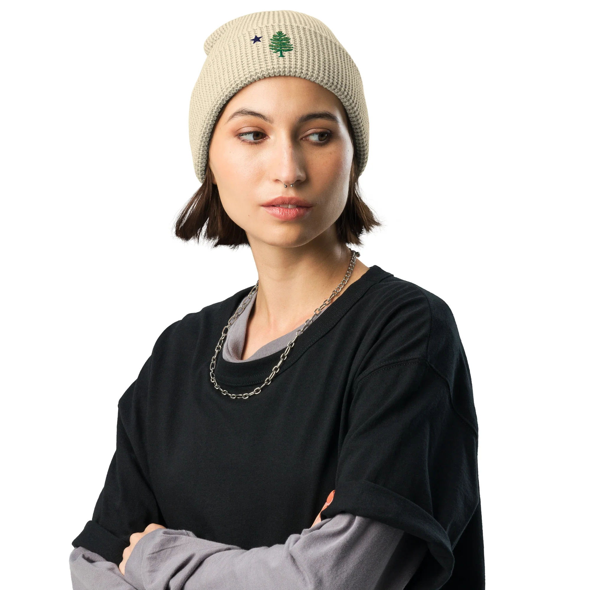 Maine Flag Waffle Beanie (Embroidered) - Image 2