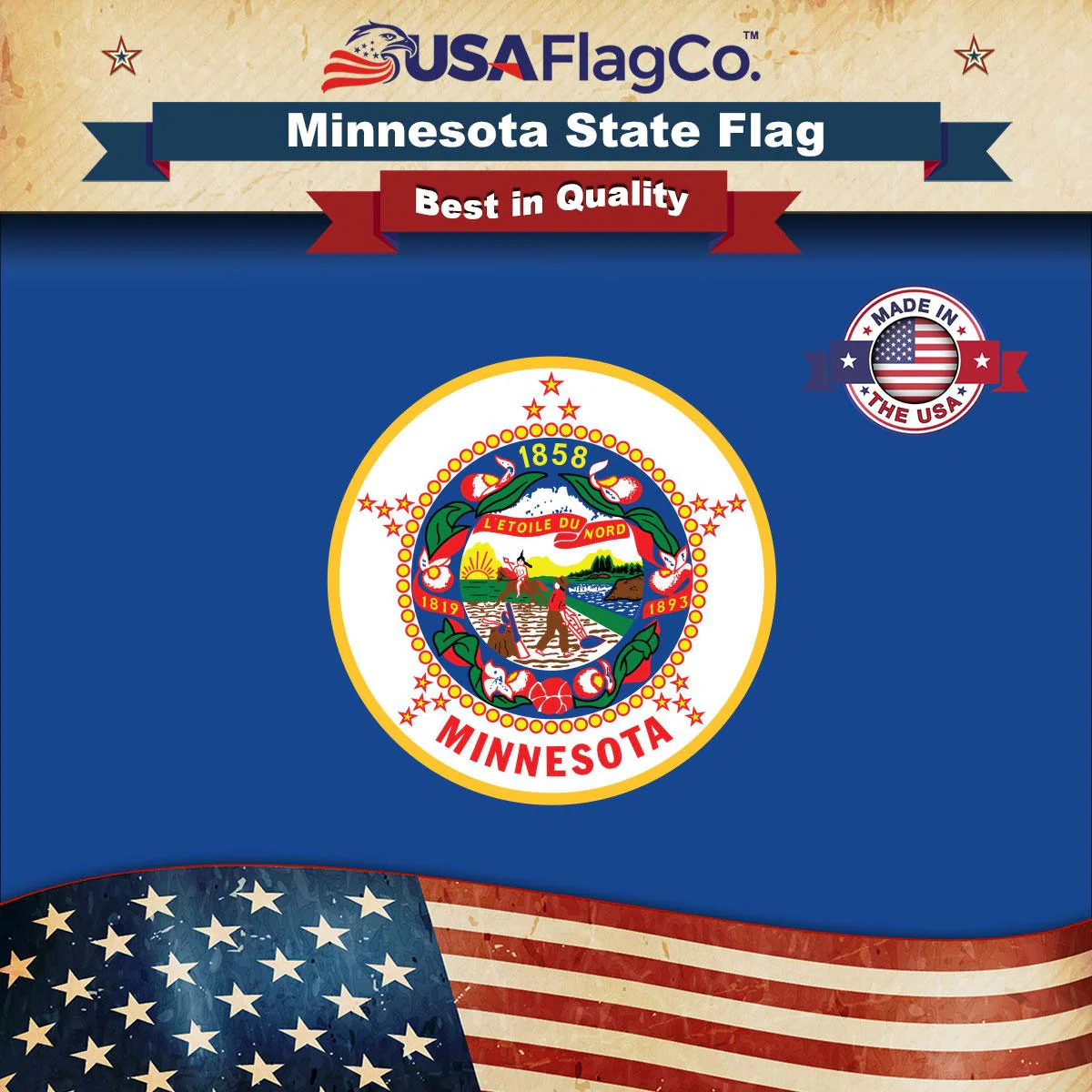 Minnesota State Flag Made in USA – Official 2024 Design & Historic Version - Image 5