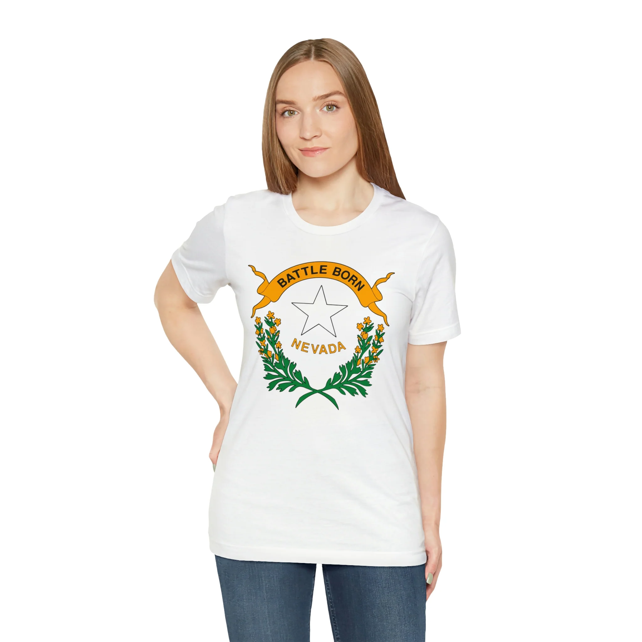 Nevada State Flag T Shirt: Bella + Canvas 3001 - Image 10