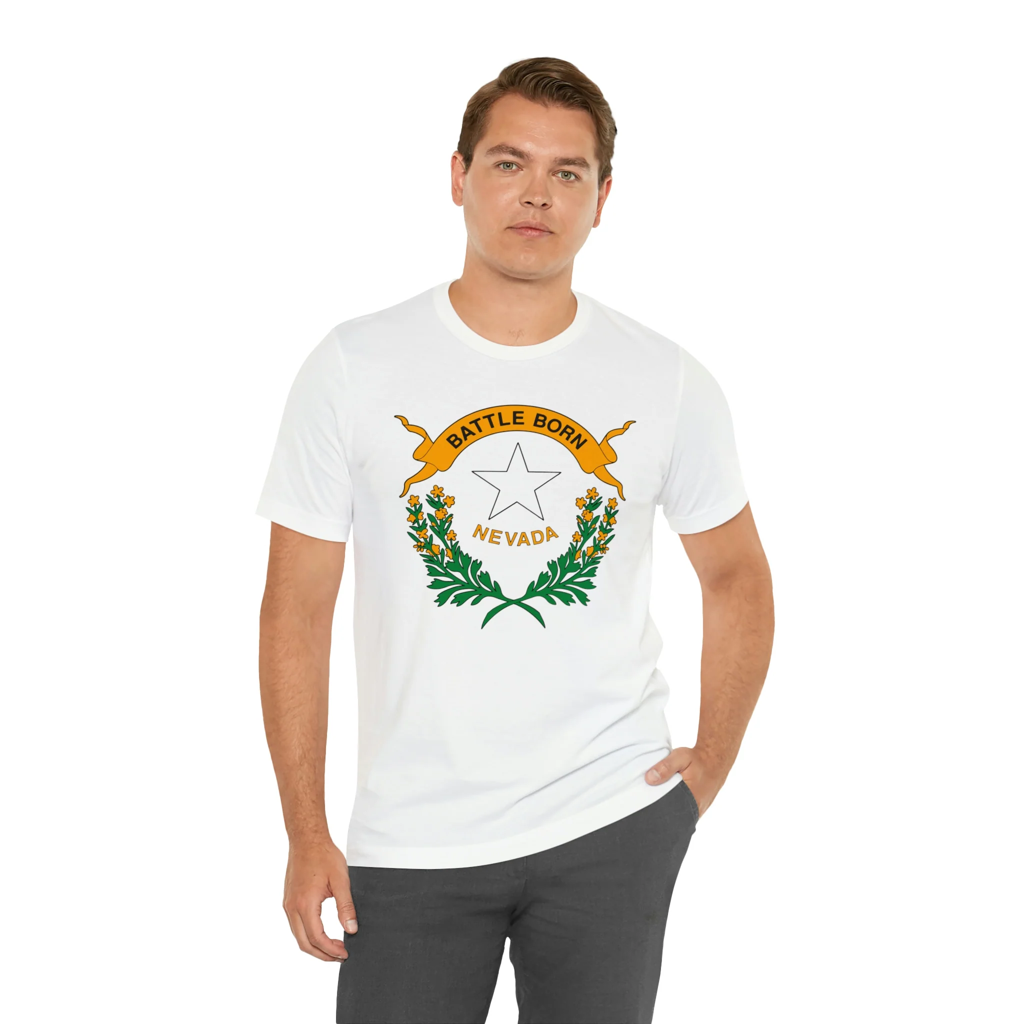 Nevada State Flag T Shirt: Bella + Canvas 3001 - Image 11