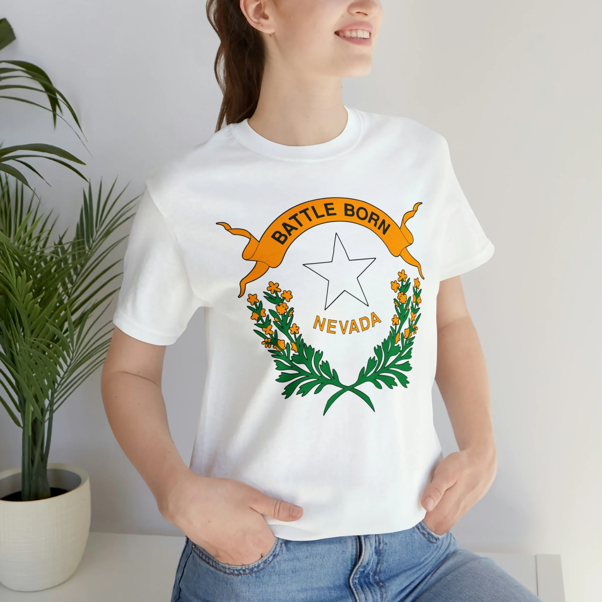 Nevada State Flag T Shirt: Bella + Canvas 3001 - Image 12