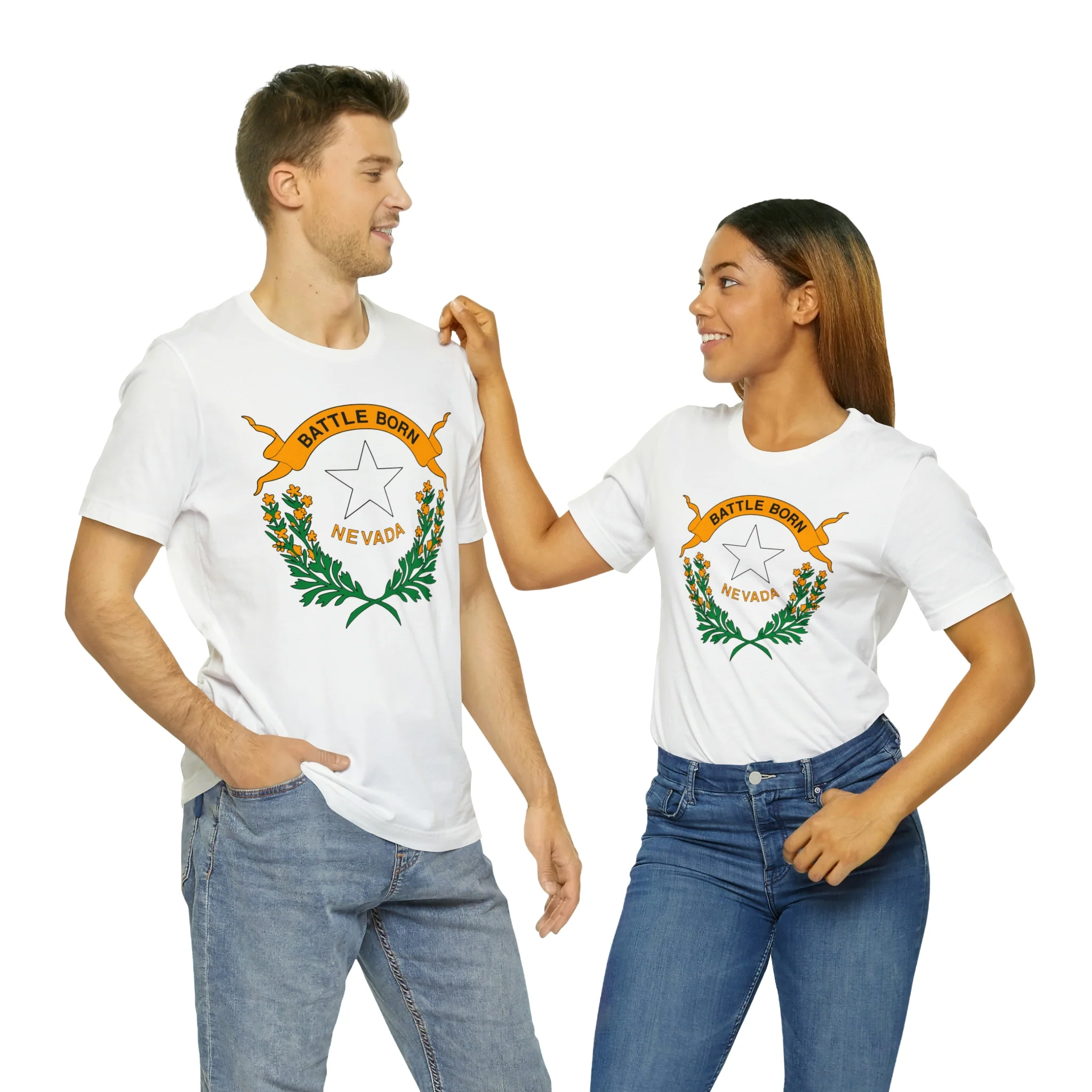 Nevada State Flag T Shirt: Bella + Canvas 3001 - Image 13