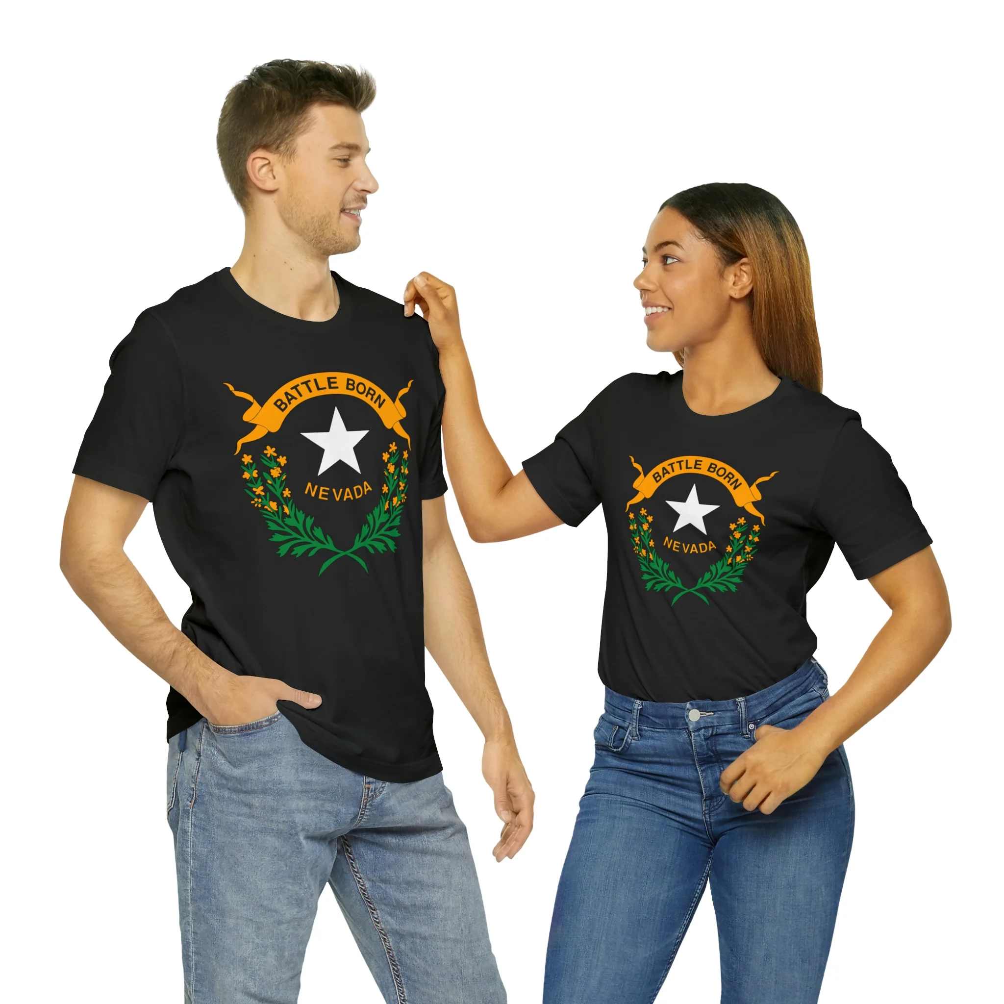 Nevada State Flag T Shirt: Bella + Canvas 3001 - Image 19
