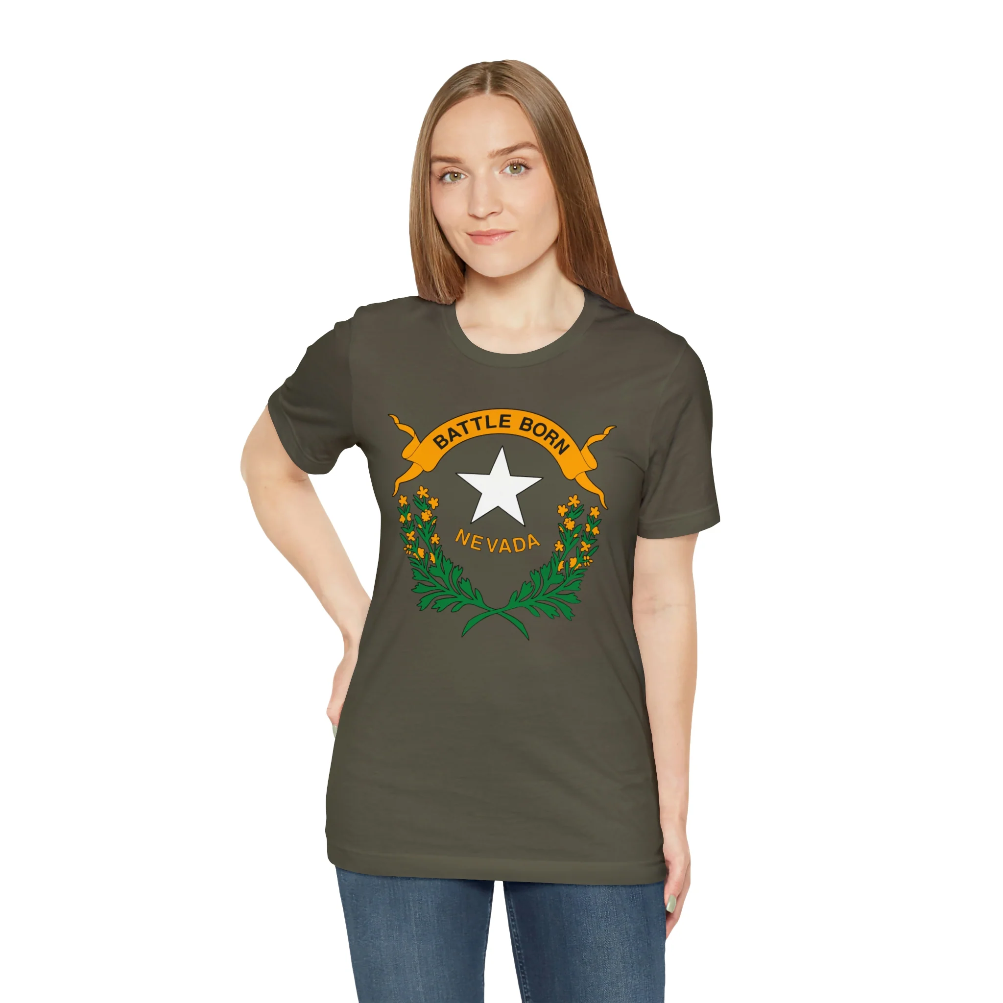 Nevada State Flag T Shirt: Bella + Canvas 3001 - Image 28
