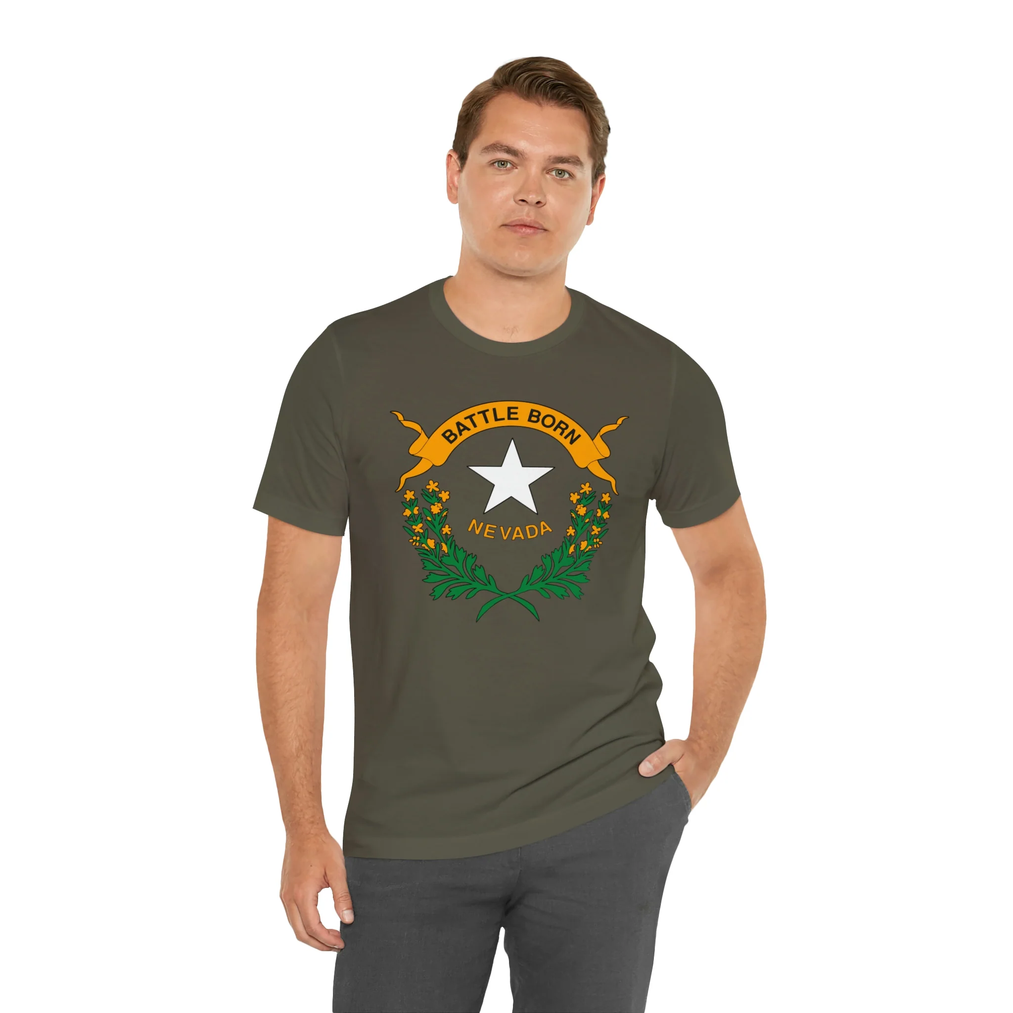 Nevada State Flag T Shirt: Bella + Canvas 3001 - Image 29