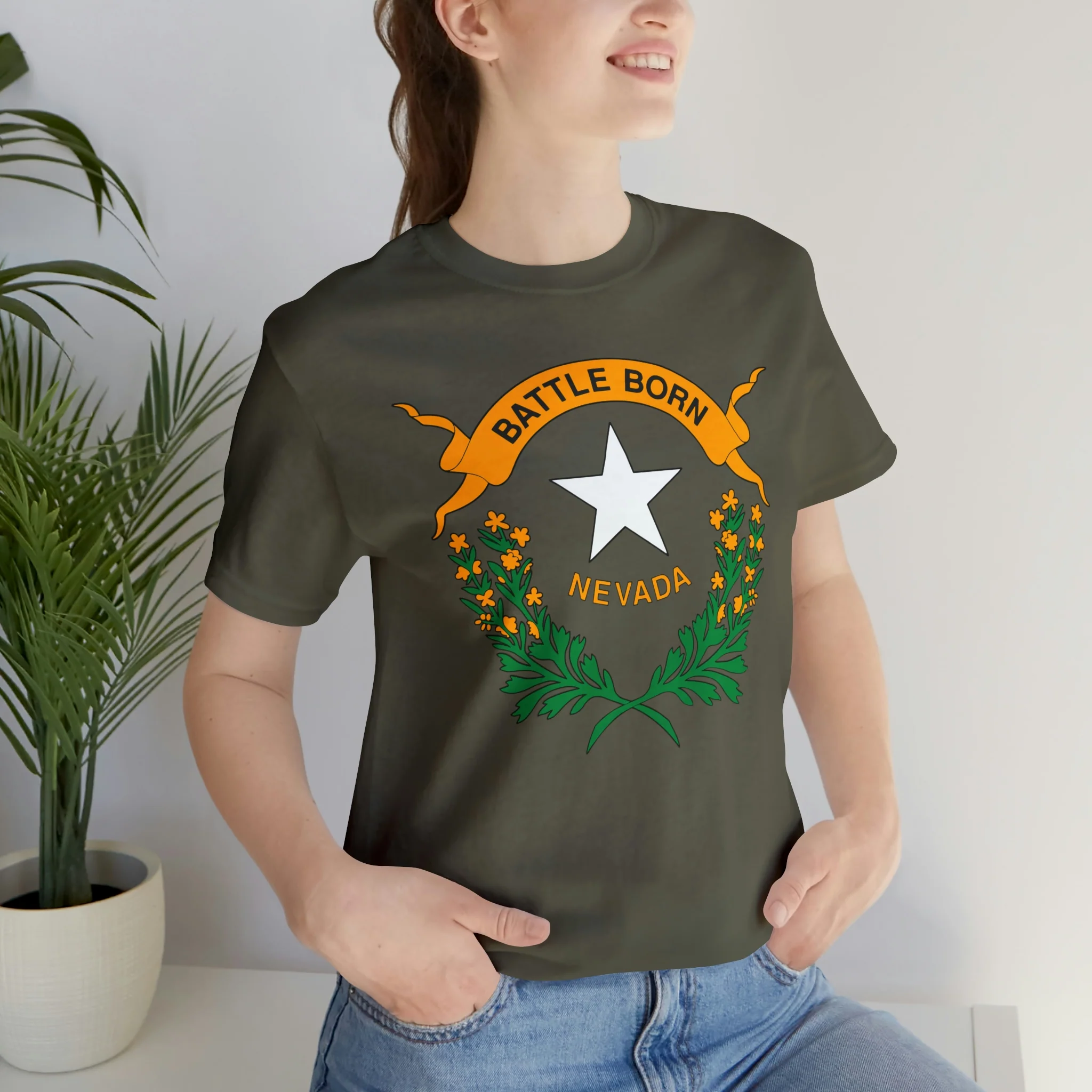 Nevada State Flag T Shirt: Bella + Canvas 3001 - Image 30
