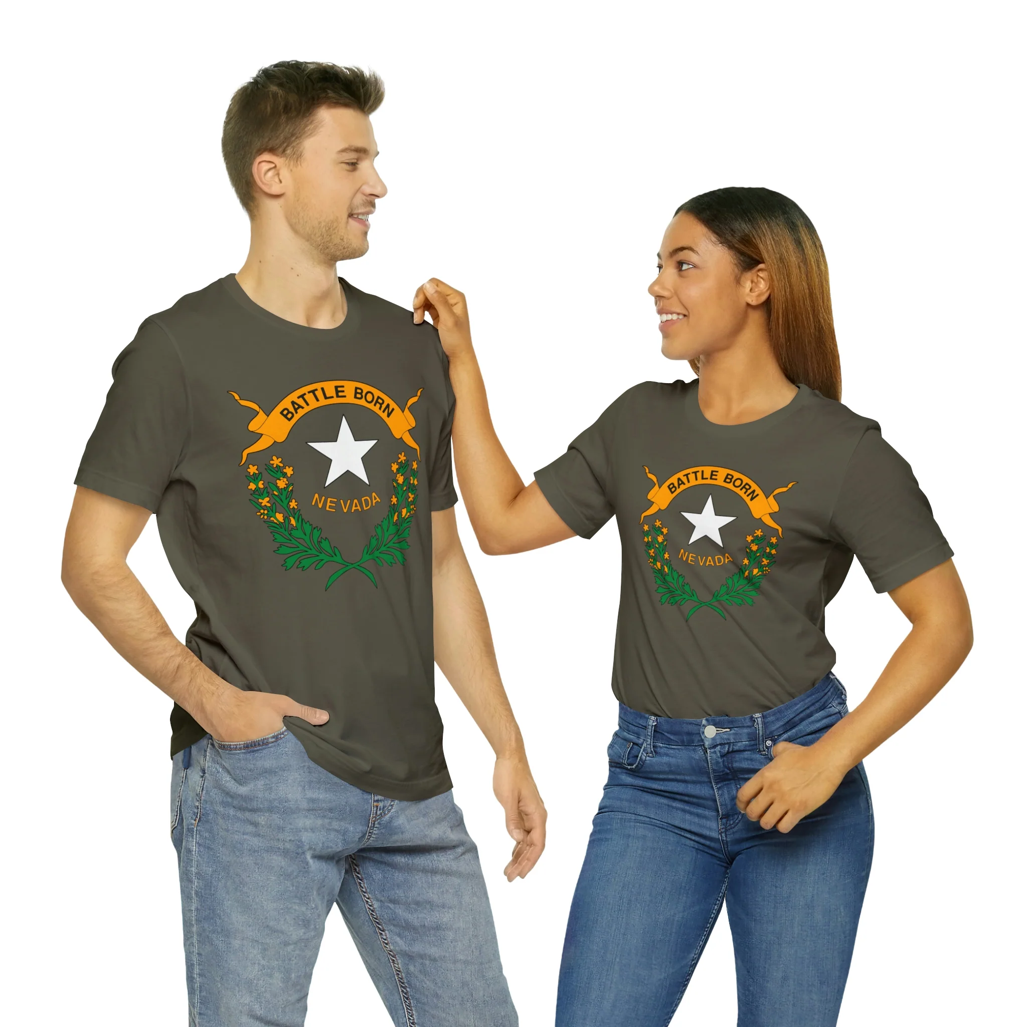 Nevada State Flag T Shirt: Bella + Canvas 3001 - Image 31