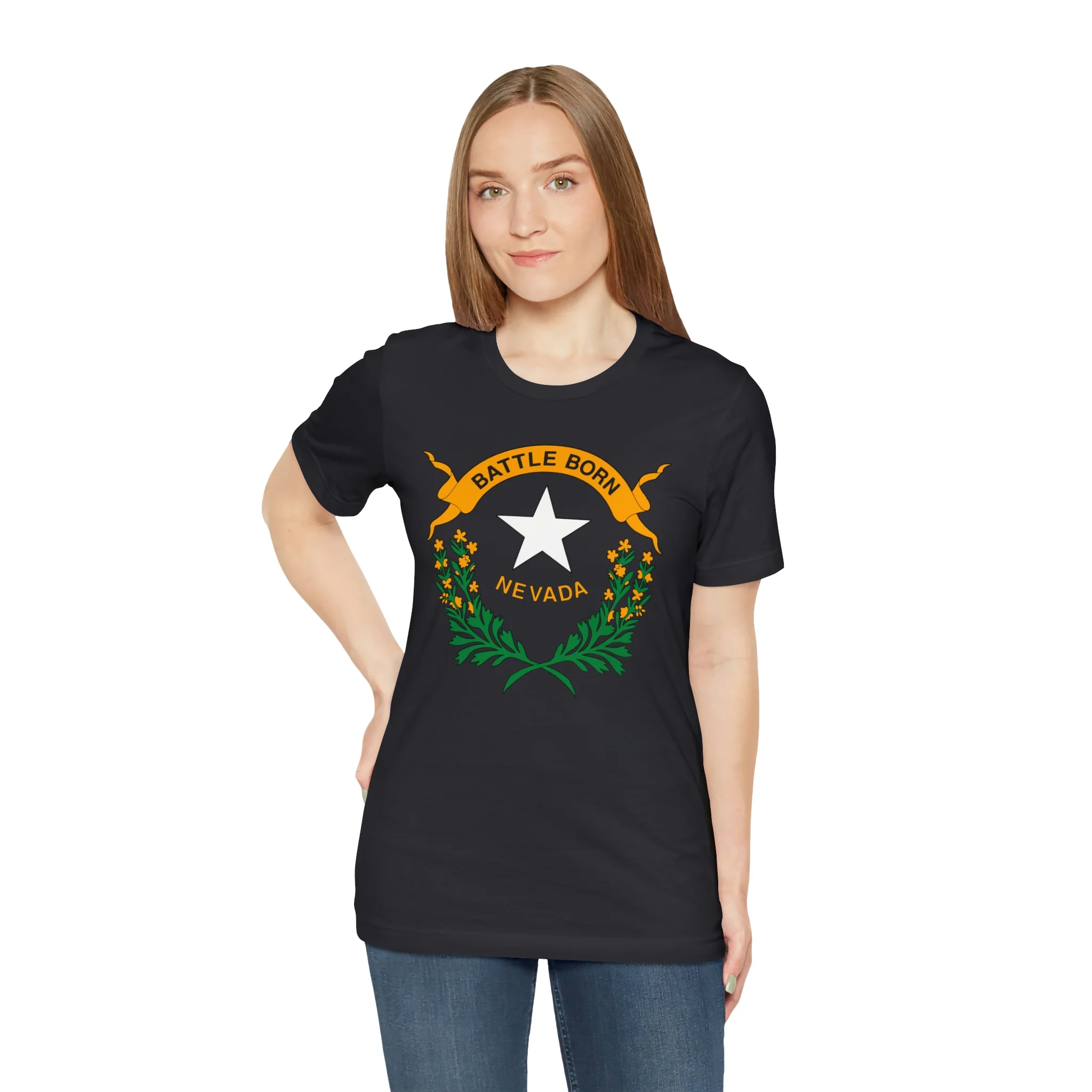 Nevada State Flag T Shirt: Bella + Canvas 3001 - Image 34