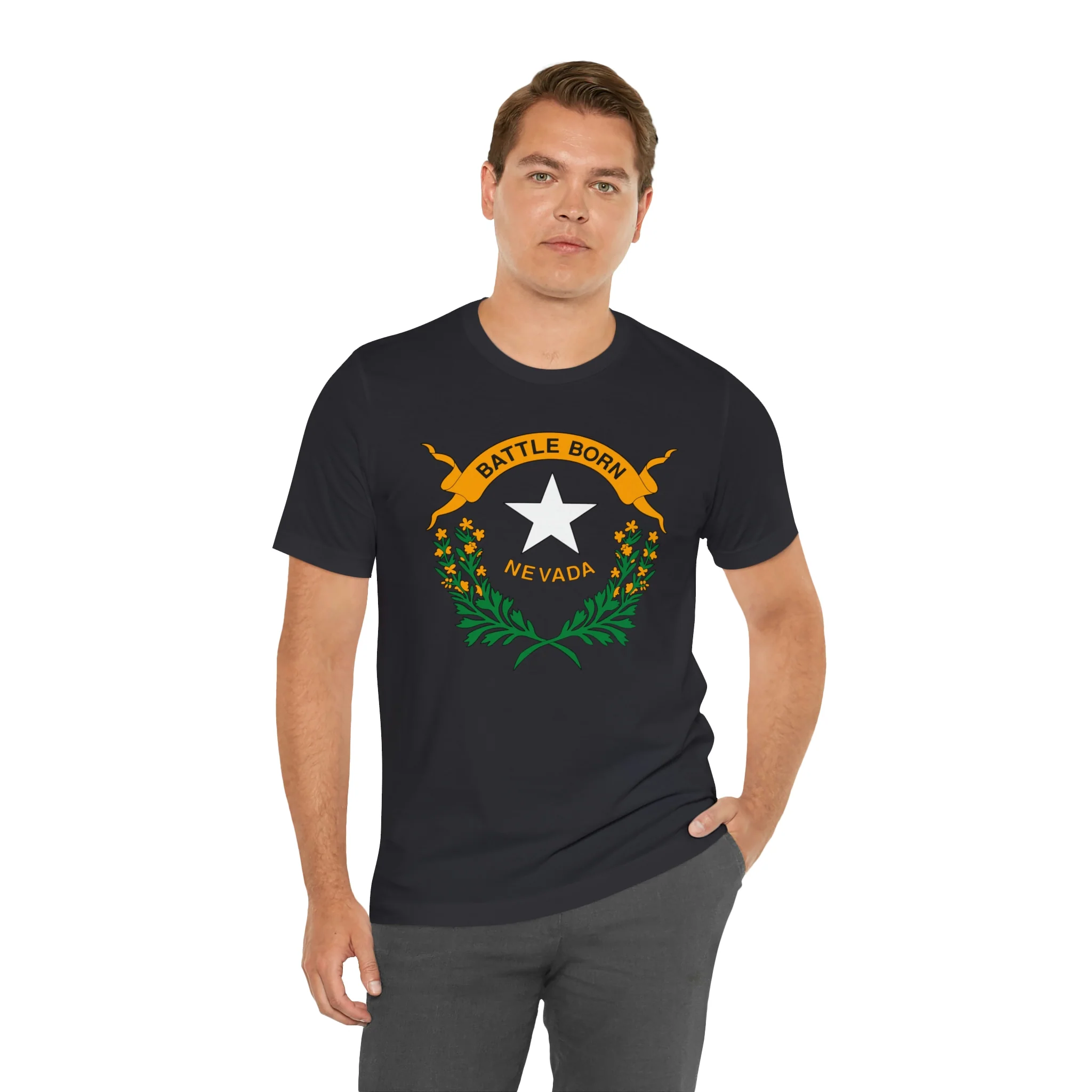 Nevada State Flag T Shirt: Bella + Canvas 3001 - Image 35