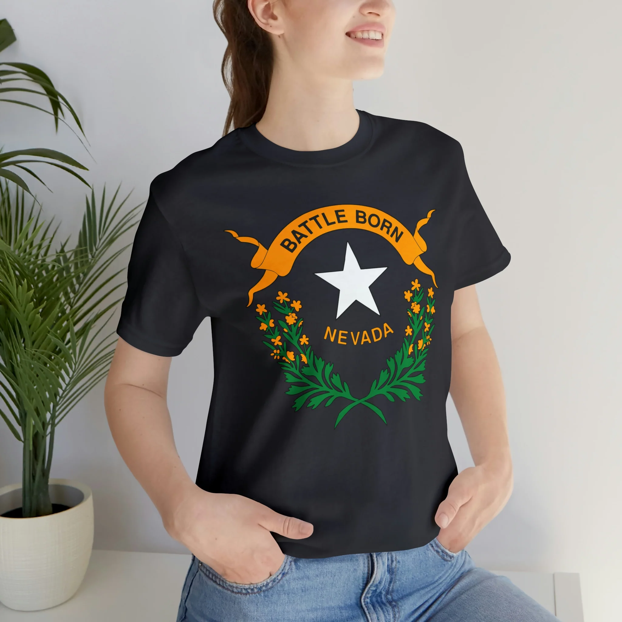 Nevada State Flag T Shirt: Bella + Canvas 3001 - Image 36