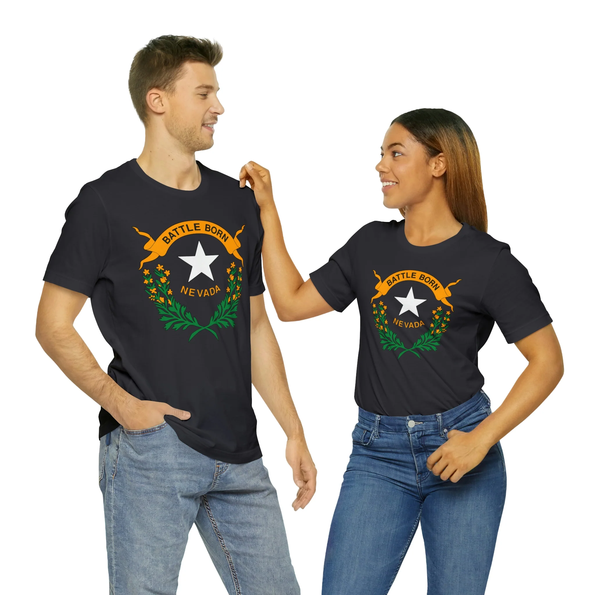 Nevada State Flag T Shirt: Bella + Canvas 3001 - Image 37
