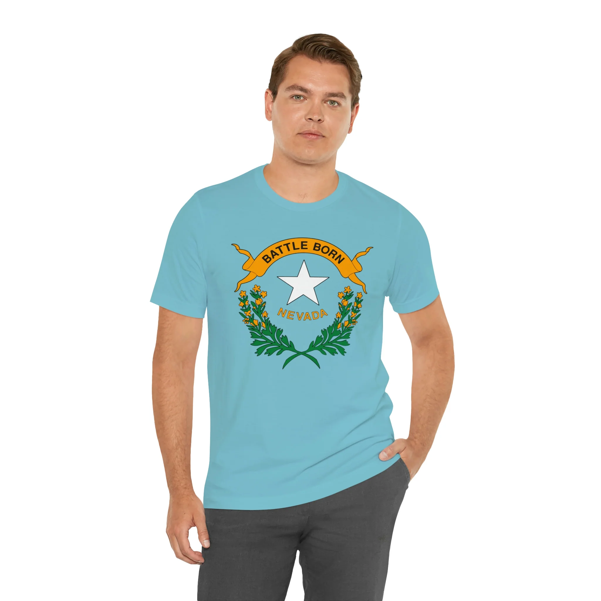 Nevada State Flag T Shirt: Bella + Canvas 3001 - Image 41