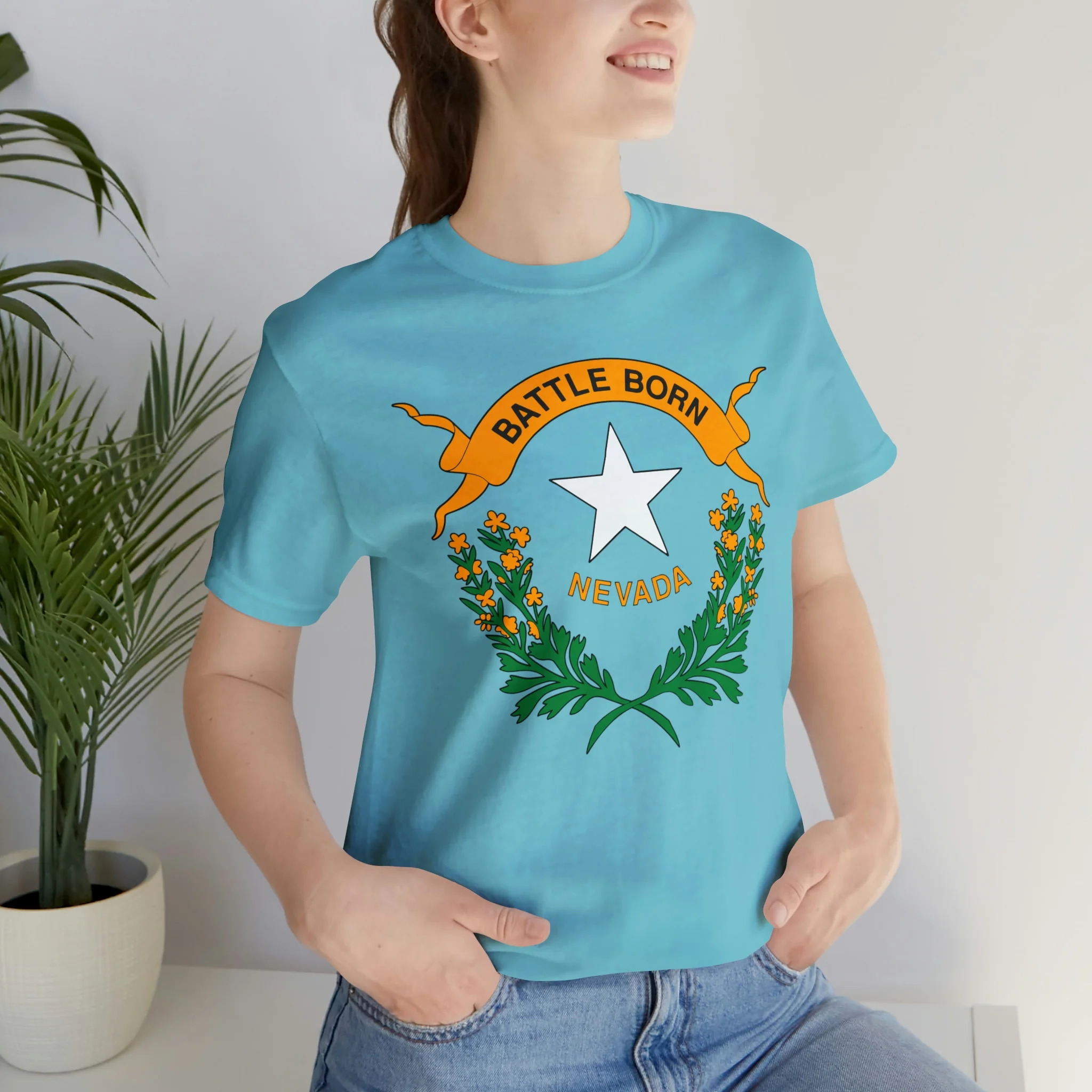Nevada State Flag T Shirt: Bella + Canvas 3001 - Image 42