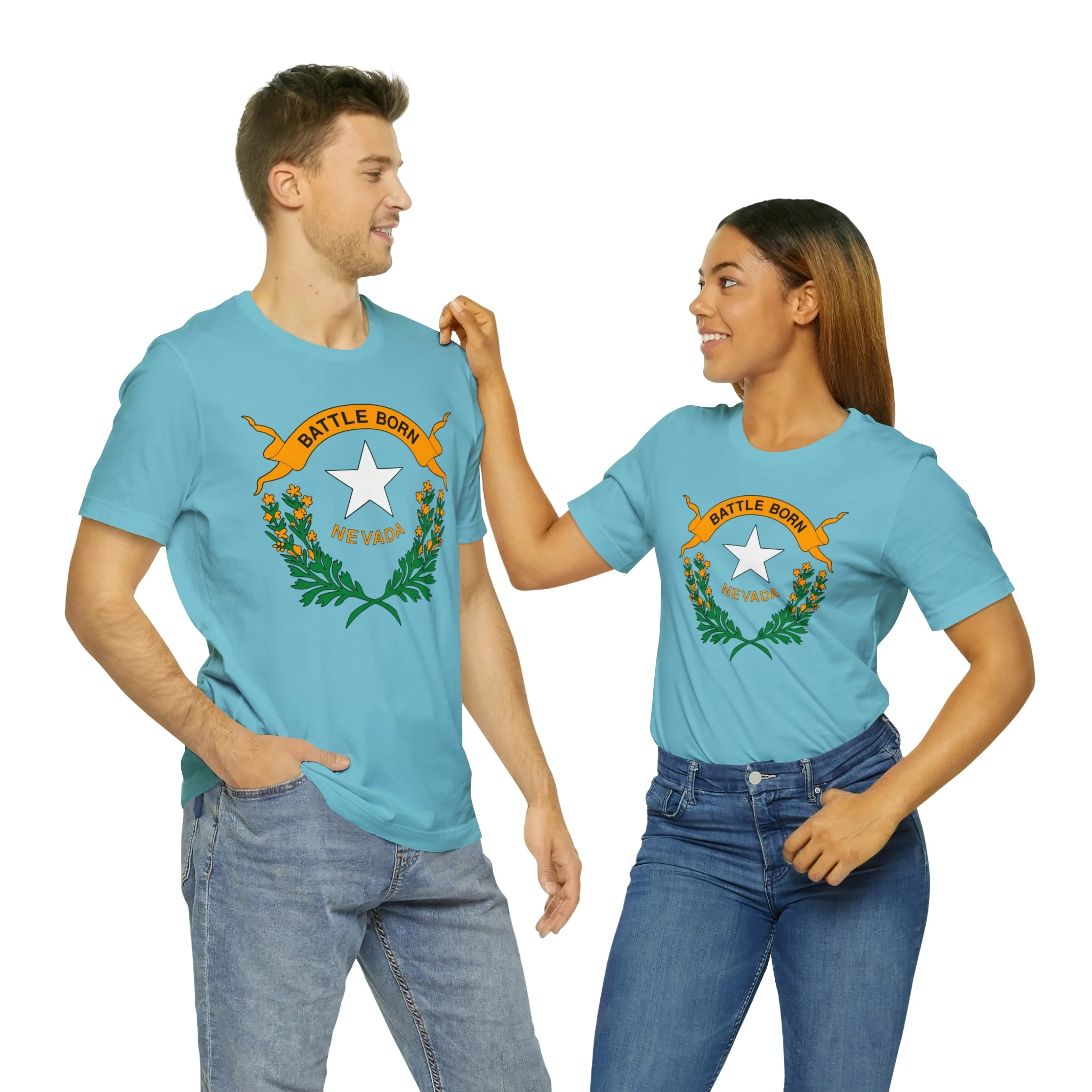 Nevada State Flag T Shirt: Bella + Canvas 3001 - Image 43