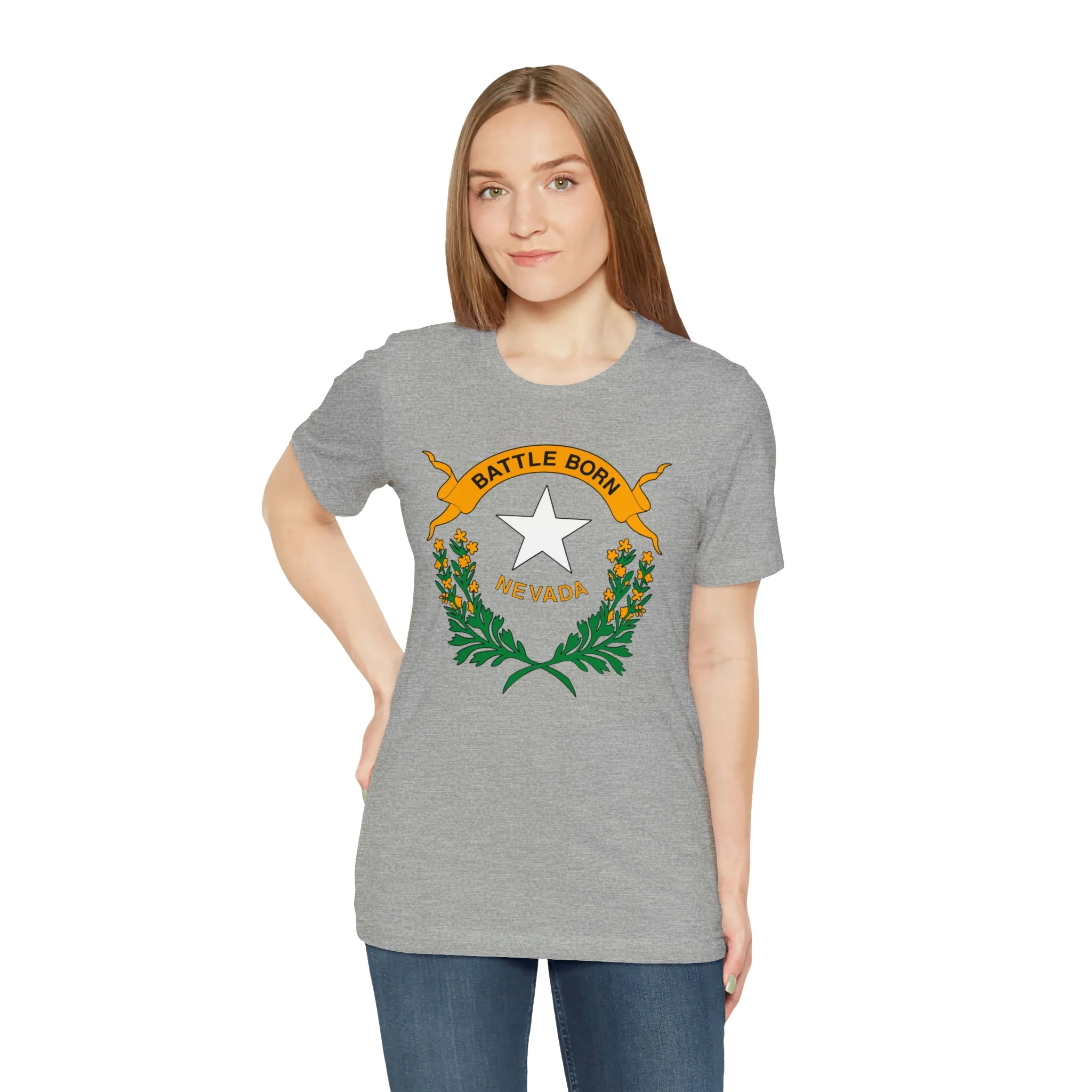 Nevada State Flag T Shirt: Bella + Canvas 3001 - Image 46