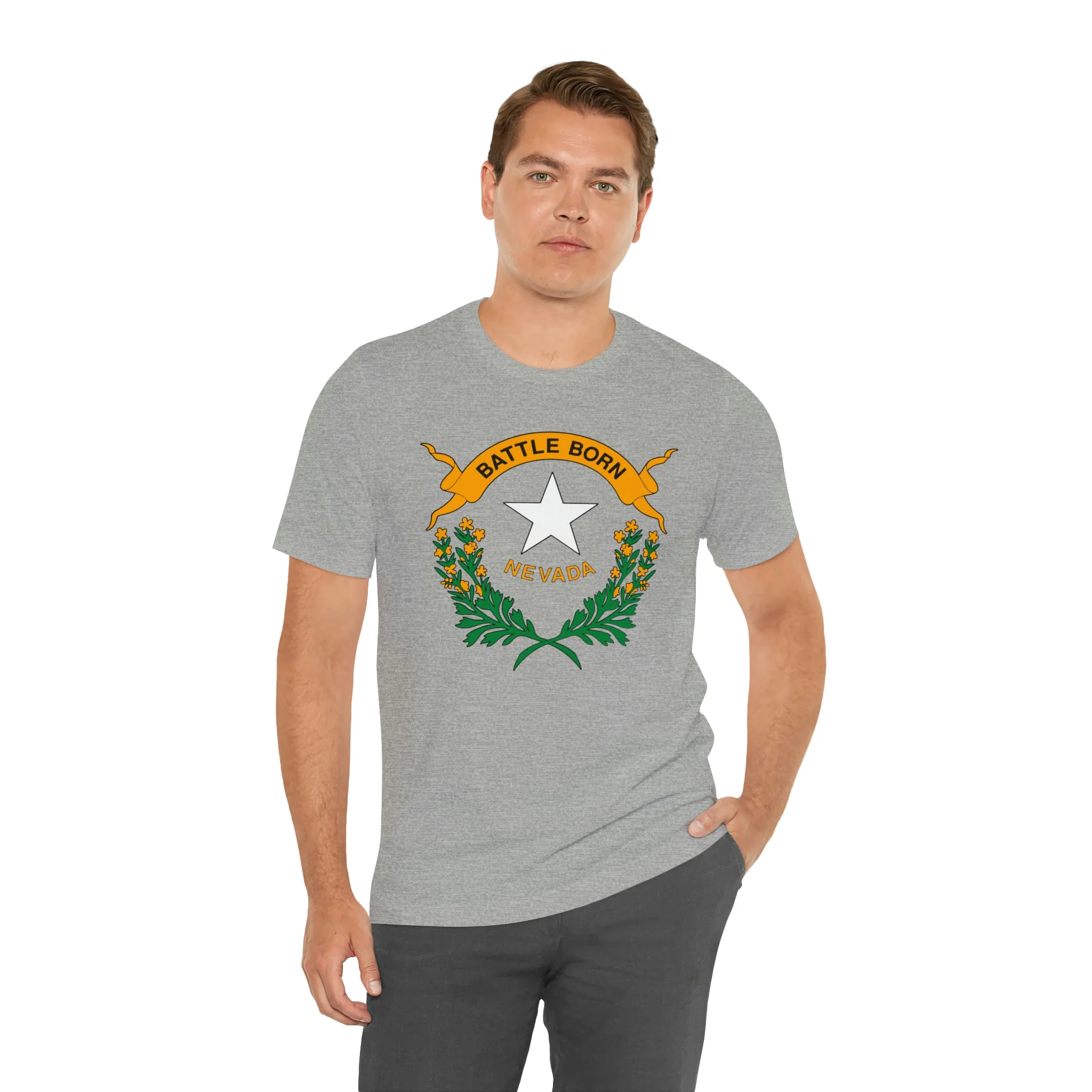 Nevada State Flag T Shirt: Bella + Canvas 3001 - Image 47