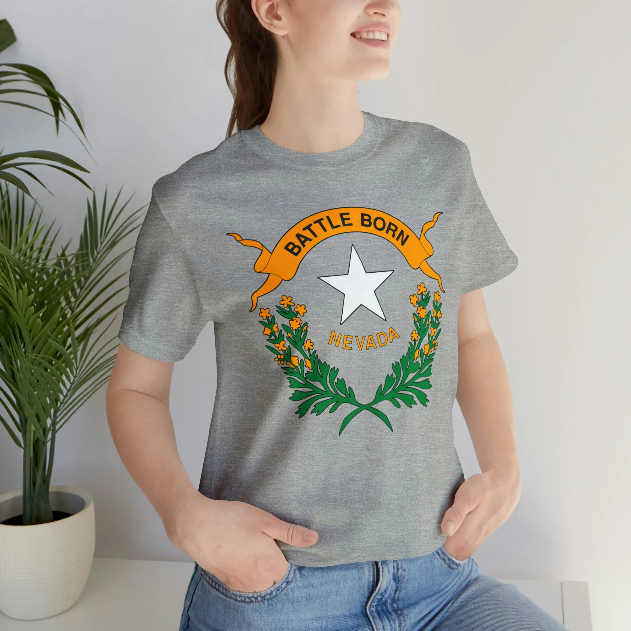 Nevada State Flag T Shirt: Bella + Canvas 3001 - Image 48