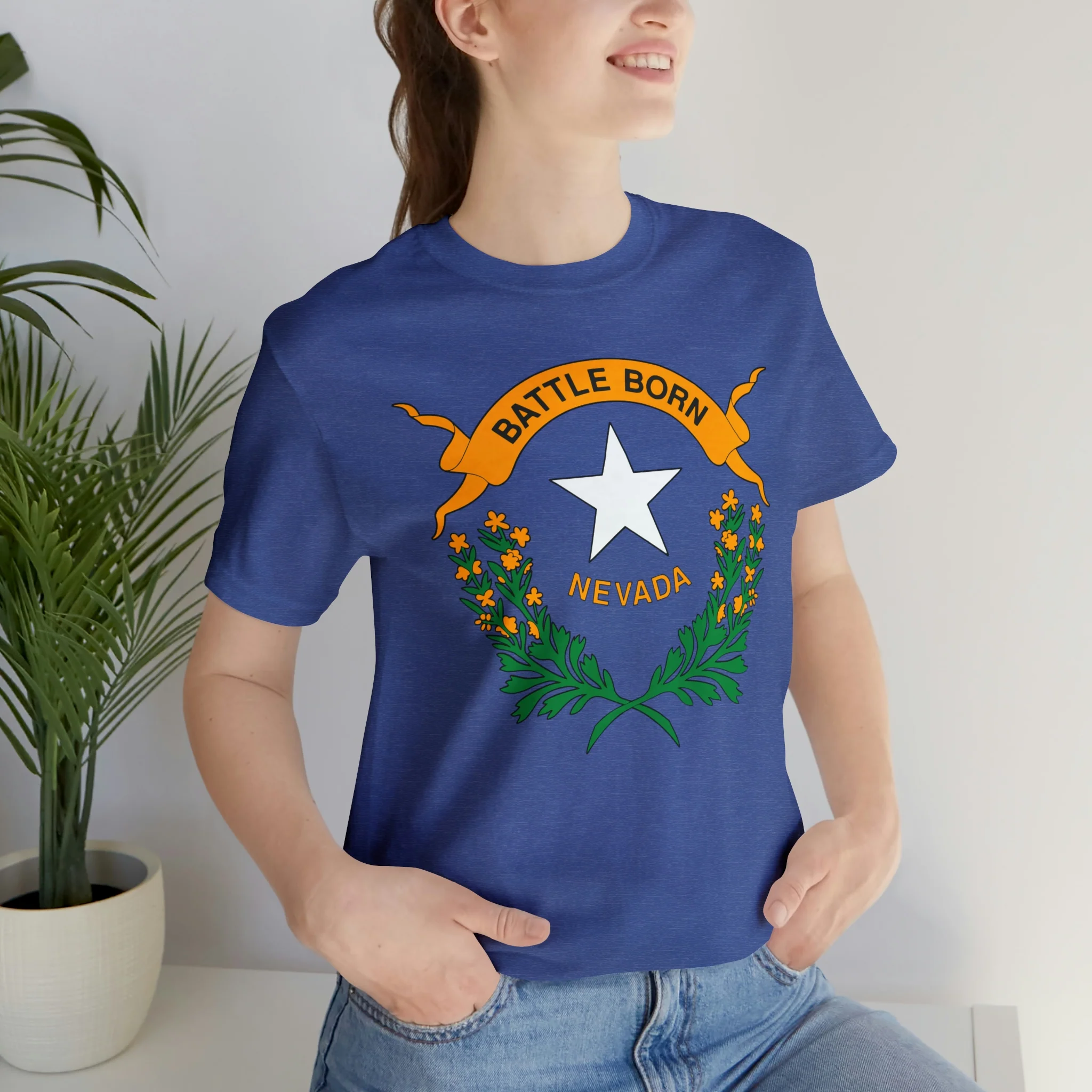 Nevada State Flag T Shirt: Bella + Canvas 3001 - Image 54