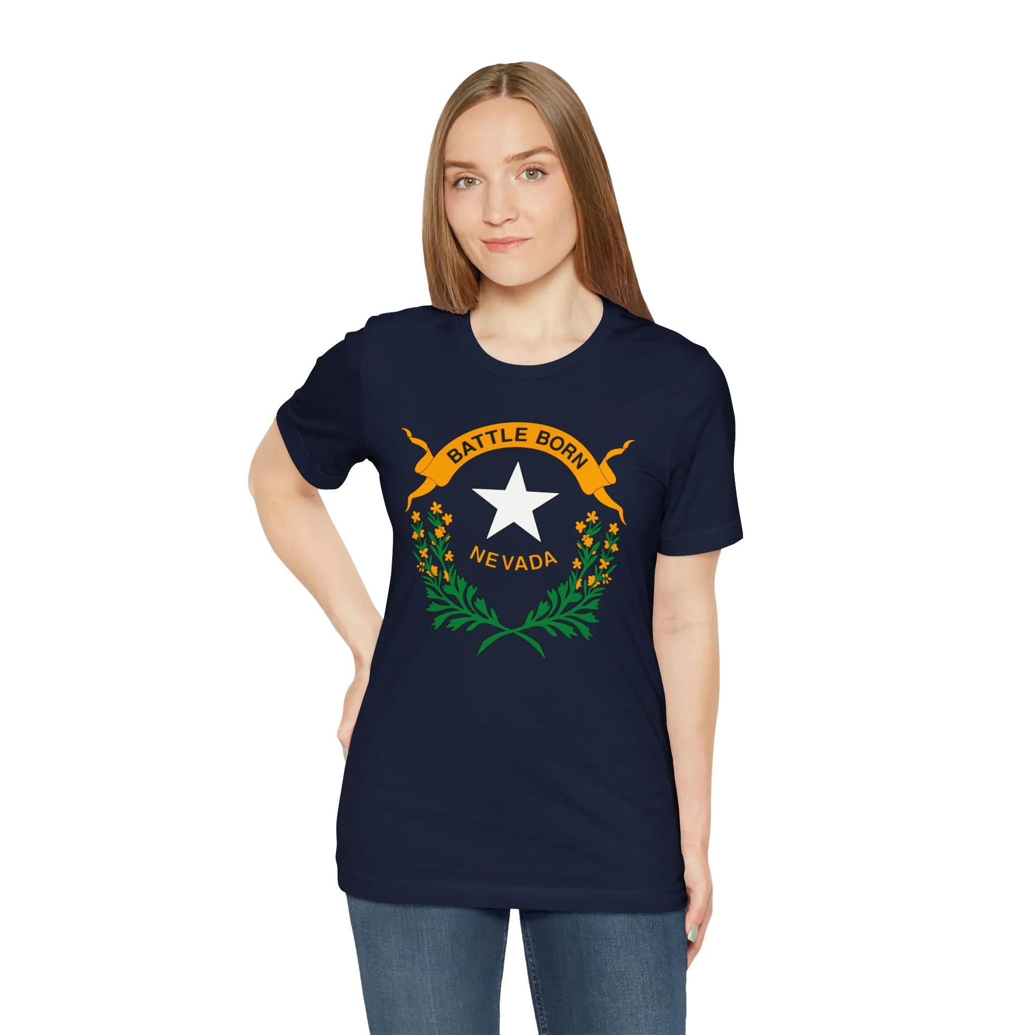 Nevada State Flag T Shirt: Bella + Canvas 3001 - Image 58