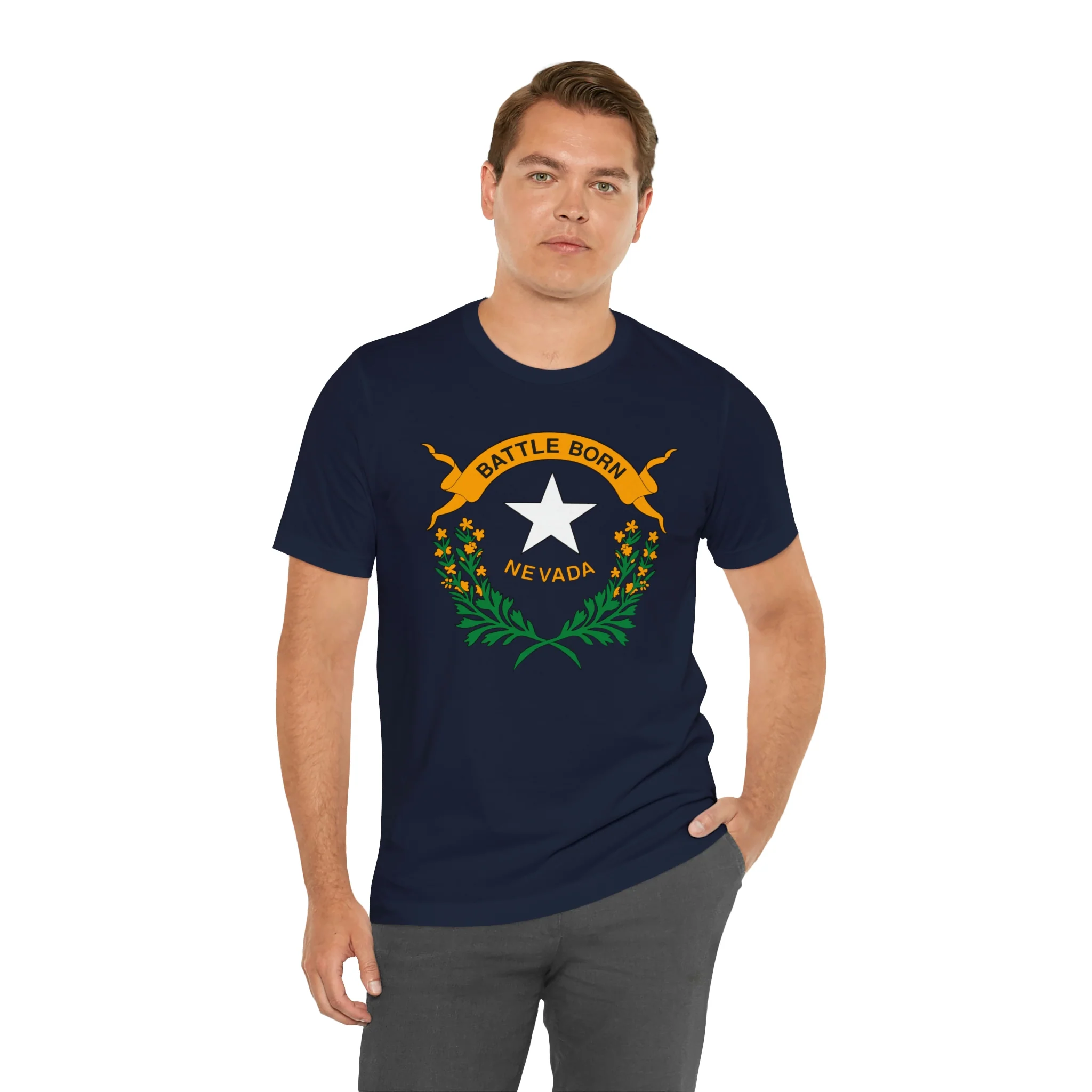 Nevada State Flag T Shirt: Bella + Canvas 3001 - Image 59