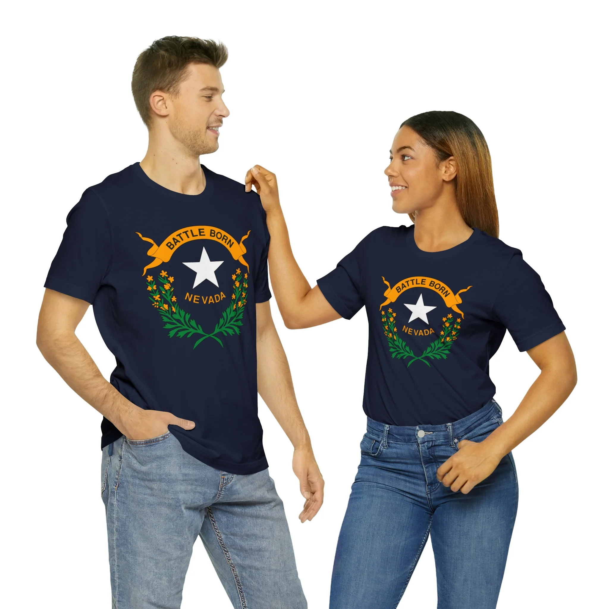 Nevada State Flag T Shirt: Bella + Canvas 3001 - Image 61