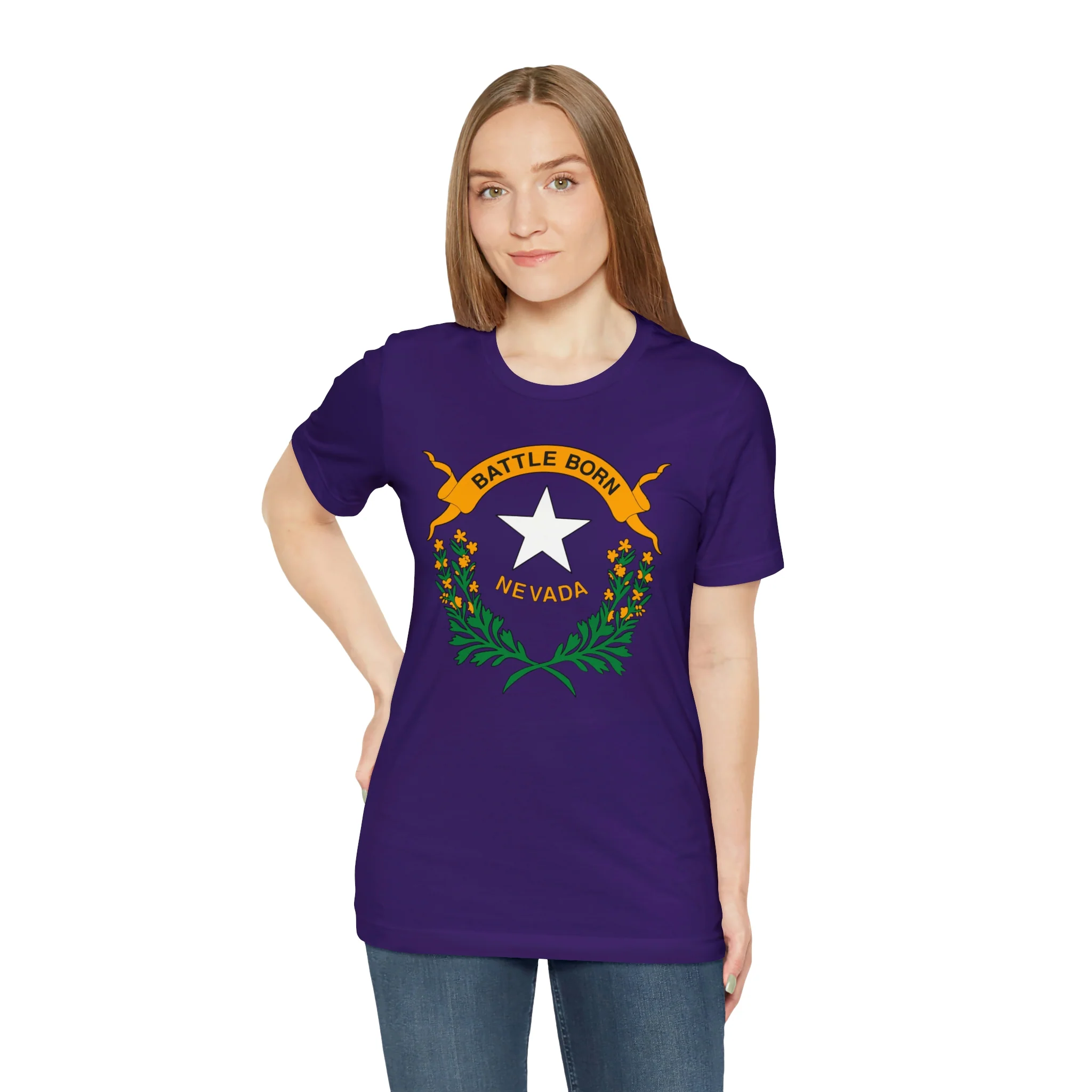 Nevada State Flag T Shirt: Bella + Canvas 3001 - Image 64