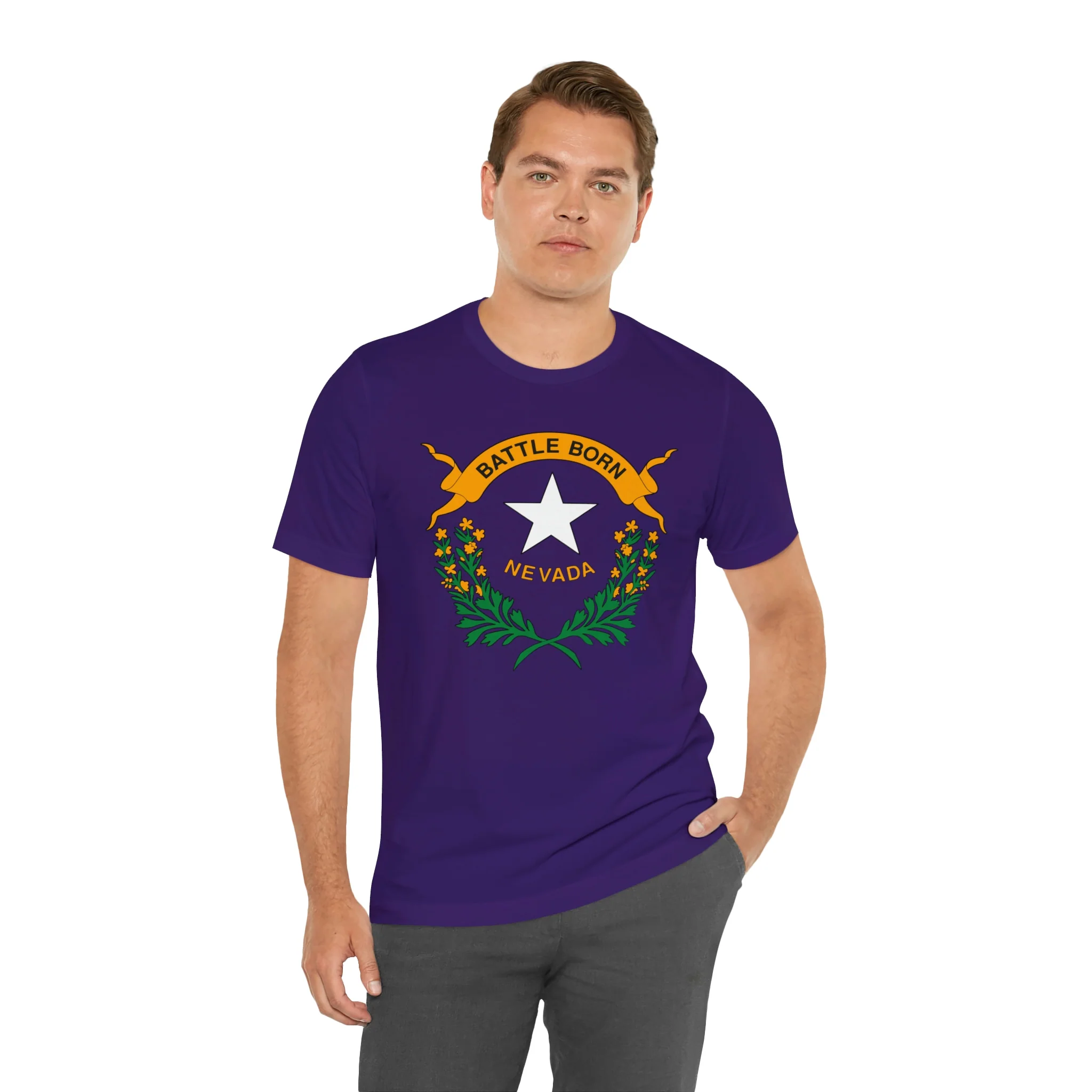 Nevada State Flag T Shirt: Bella + Canvas 3001 - Image 65