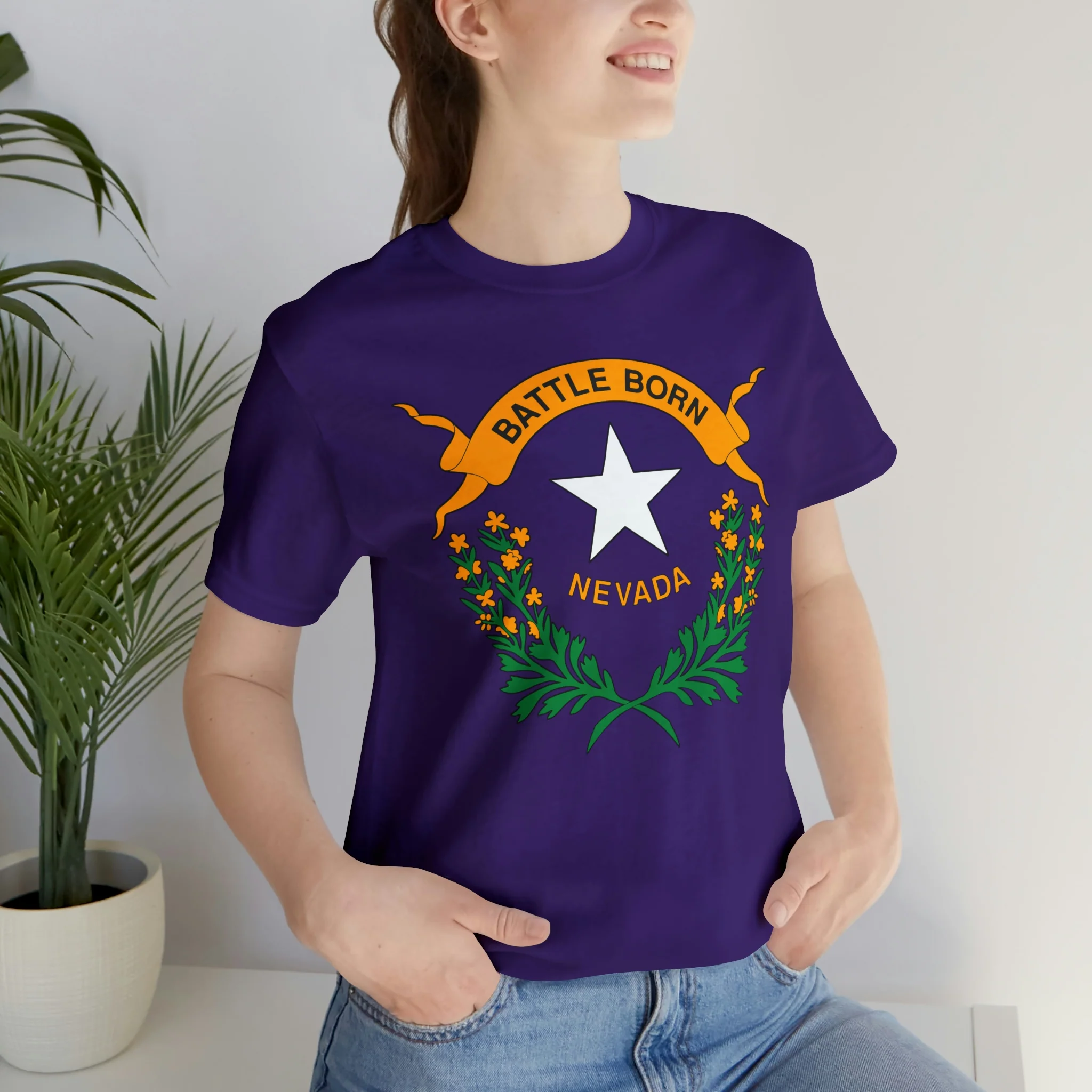 Nevada State Flag T Shirt: Bella + Canvas 3001 - Image 66