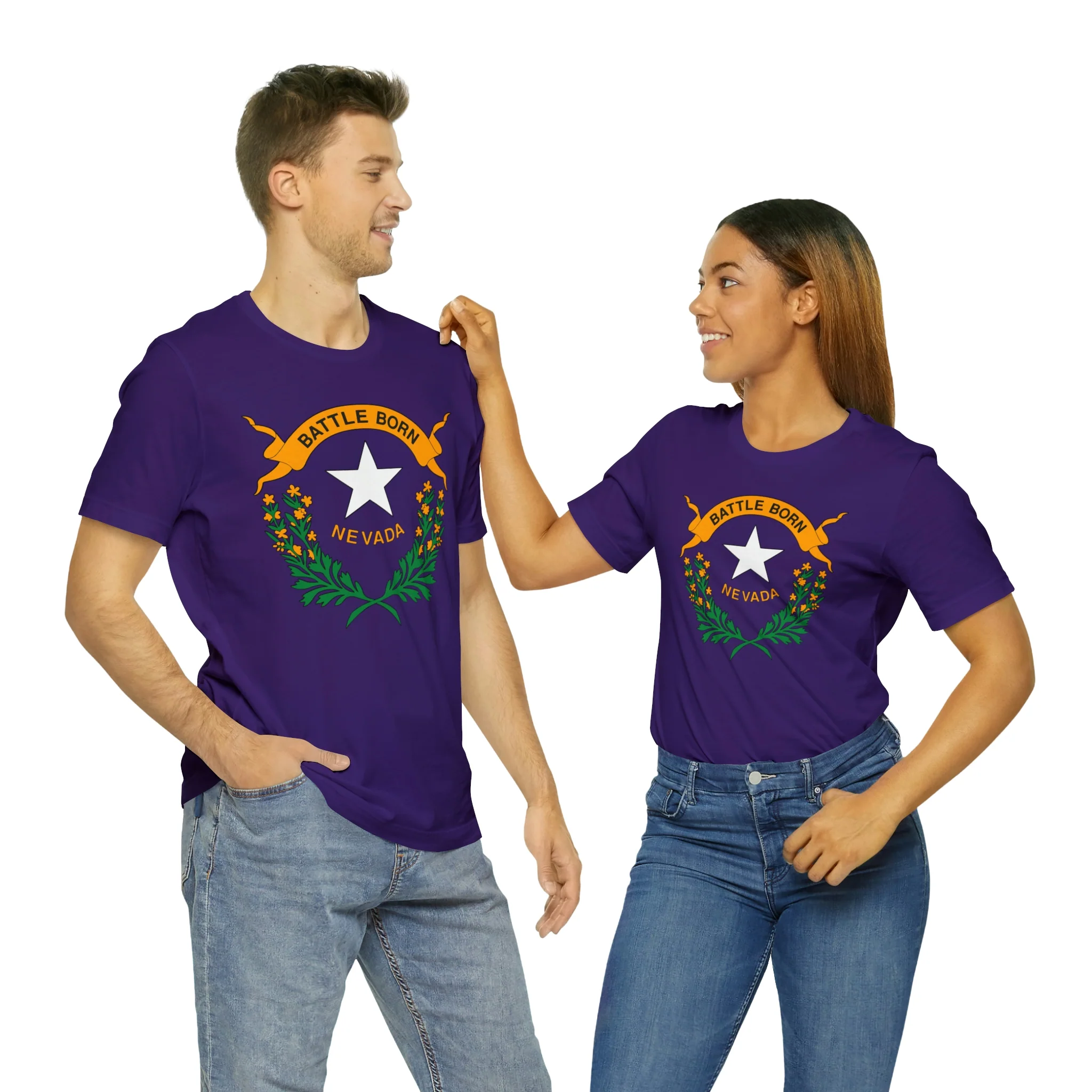 Nevada State Flag T Shirt: Bella + Canvas 3001 - Image 67