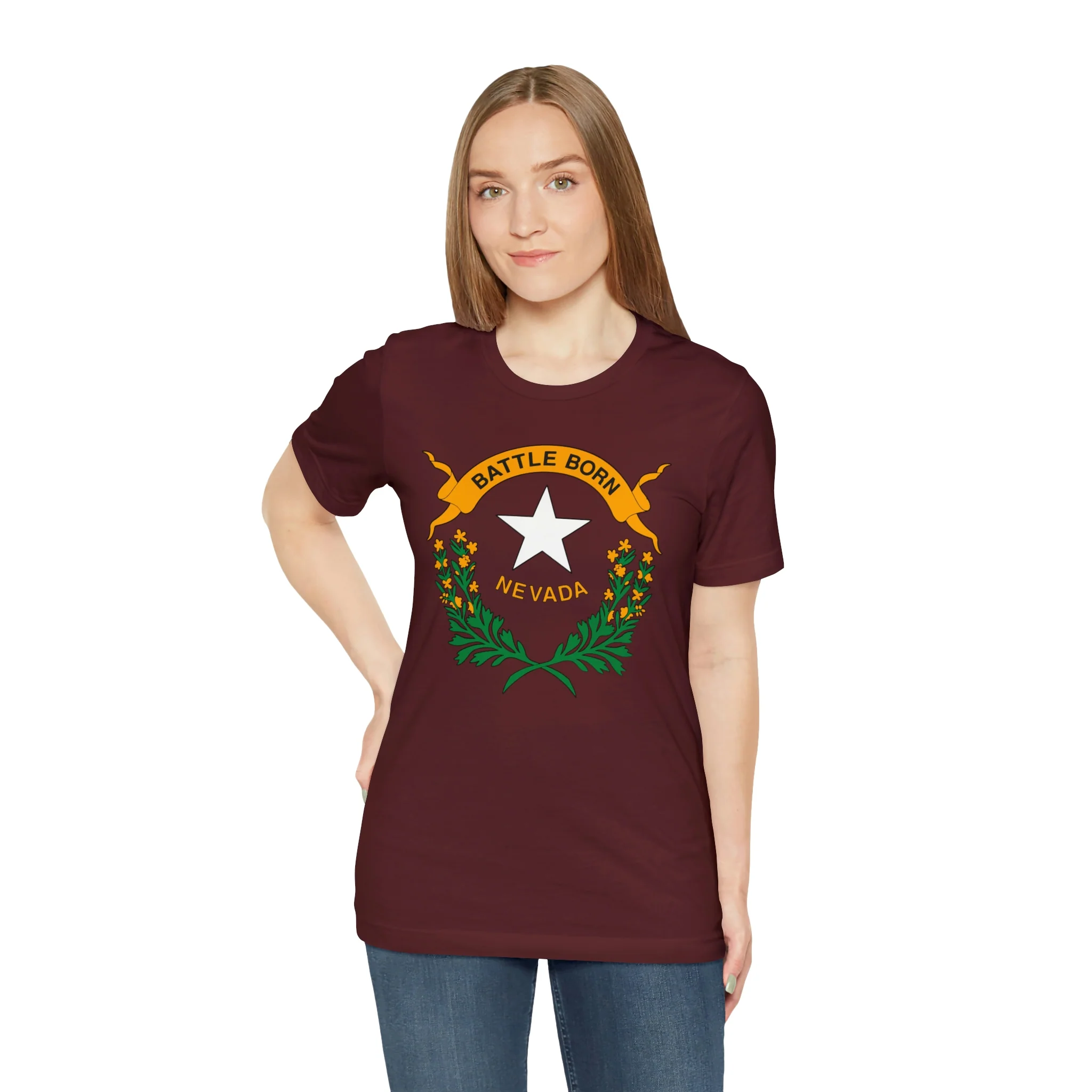 Nevada State Flag T Shirt: Bella + Canvas 3001 - Image 76