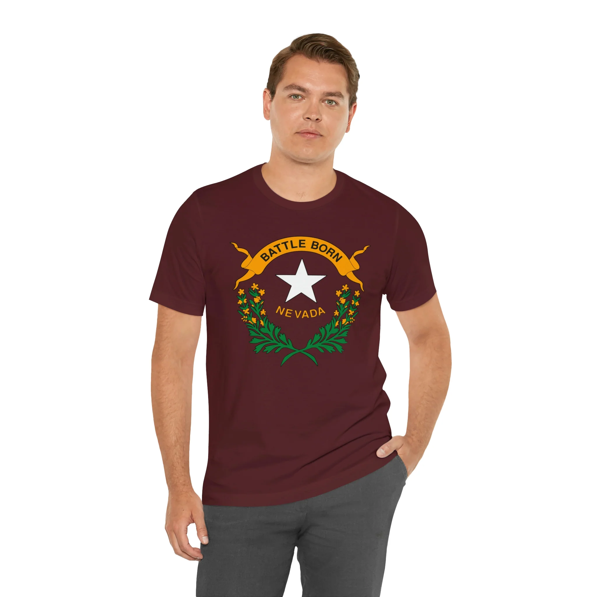 Nevada State Flag T Shirt: Bella + Canvas 3001 - Image 77