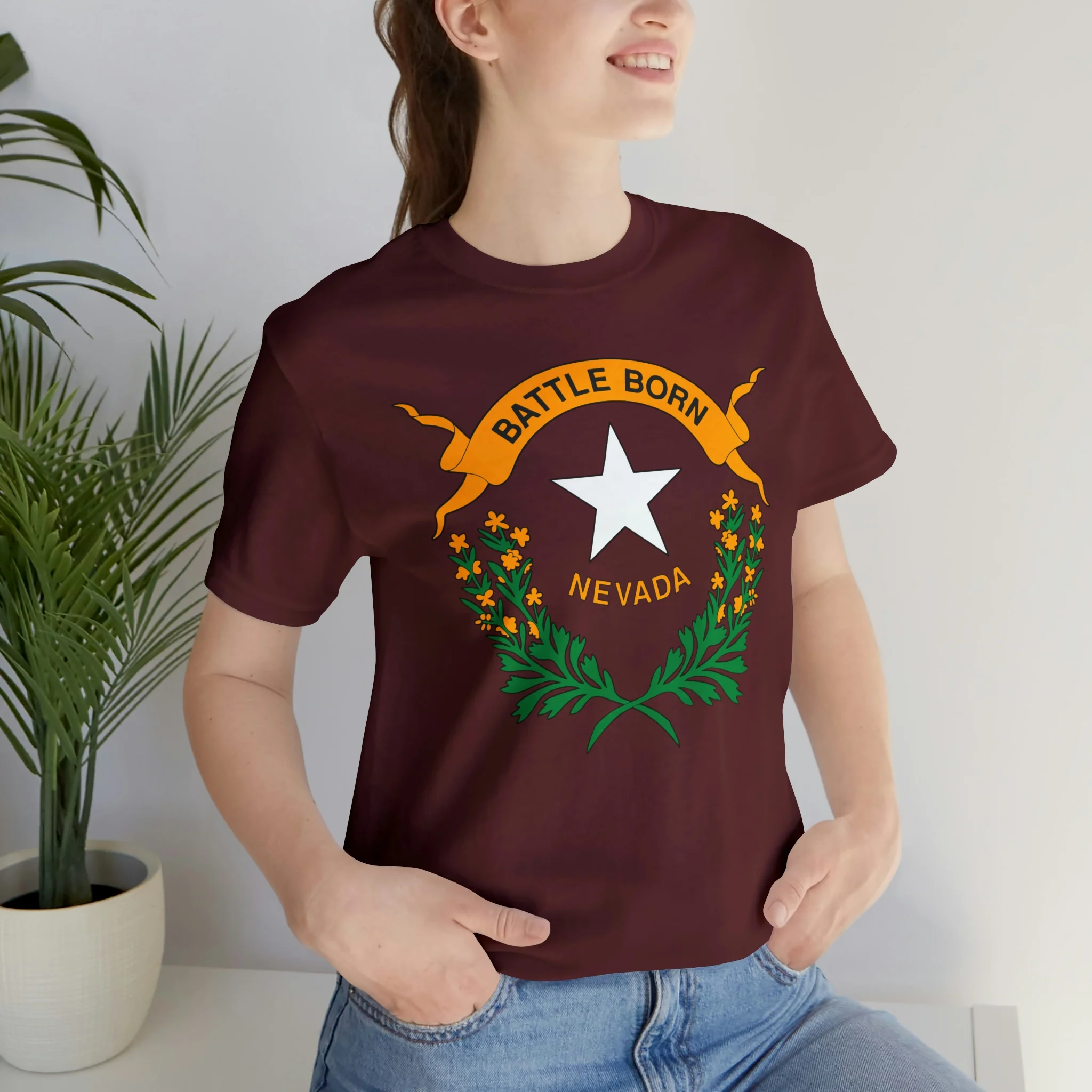 Nevada State Flag T Shirt: Bella + Canvas 3001 - Image 78