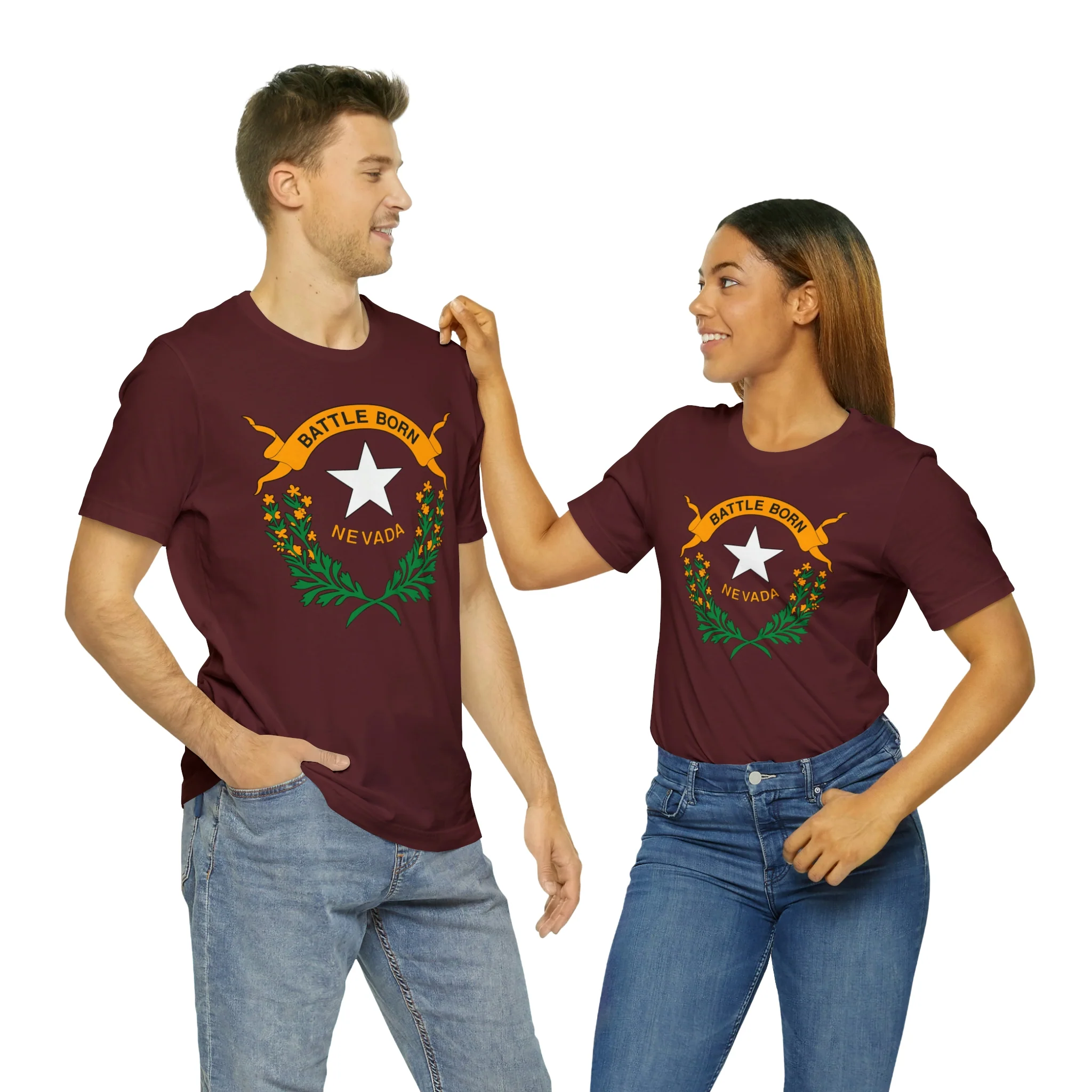 Nevada State Flag T Shirt: Bella + Canvas 3001 - Image 79