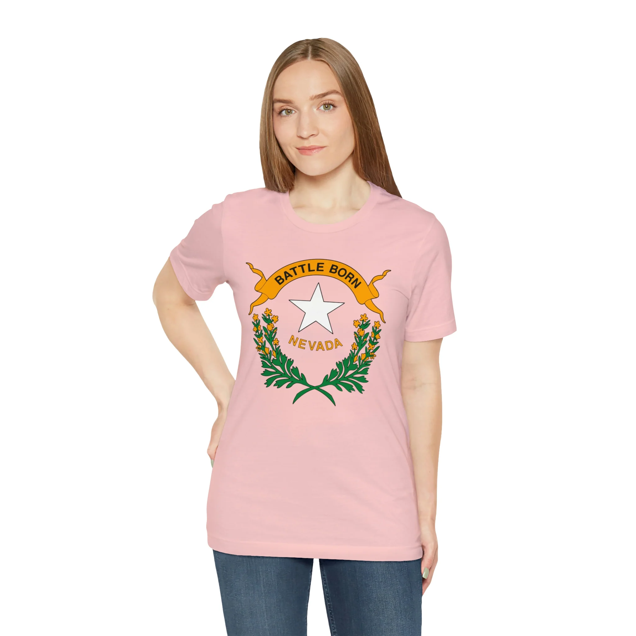 Nevada State Flag T Shirt: Bella + Canvas 3001 - Image 82