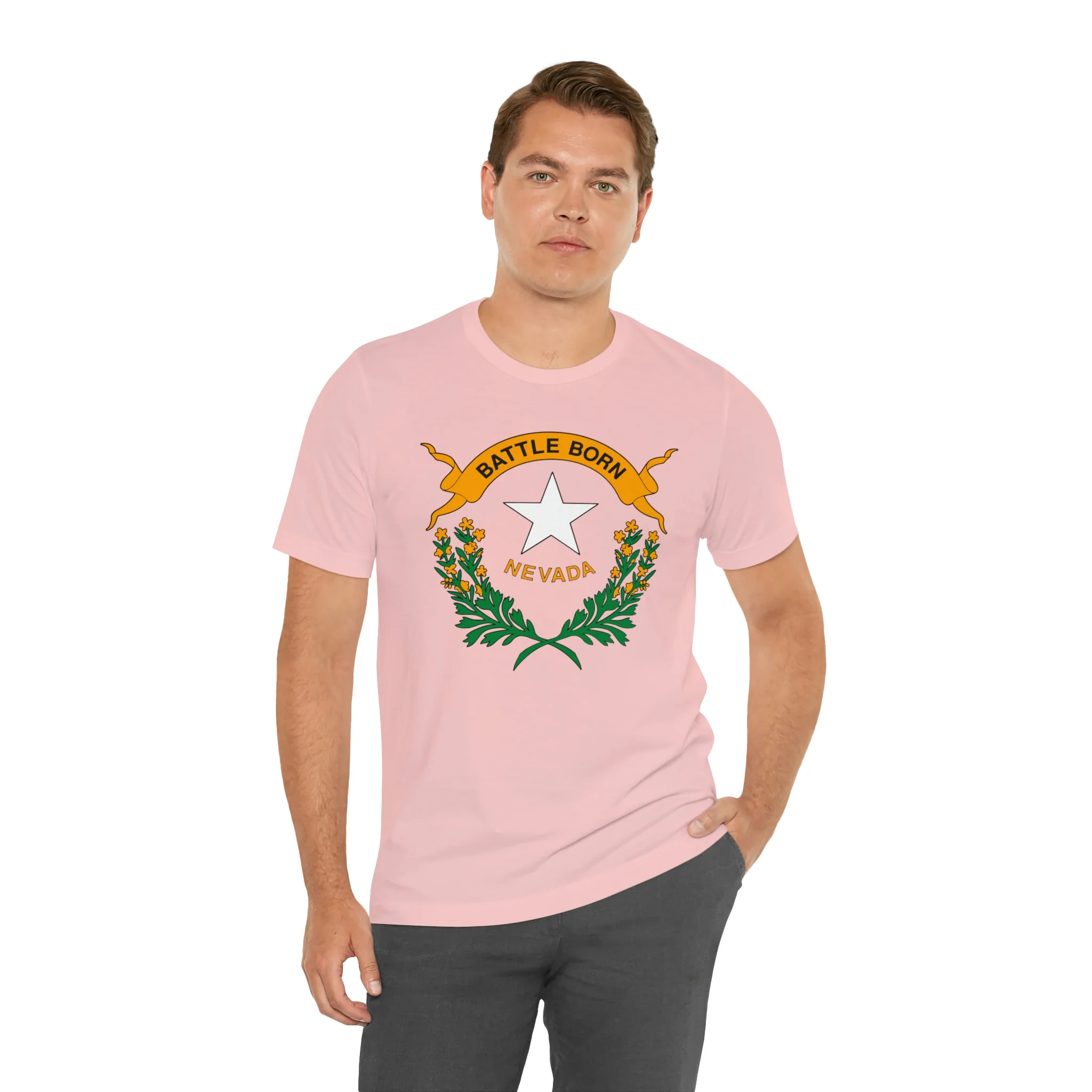 Nevada State Flag T Shirt: Bella + Canvas 3001 - Image 83