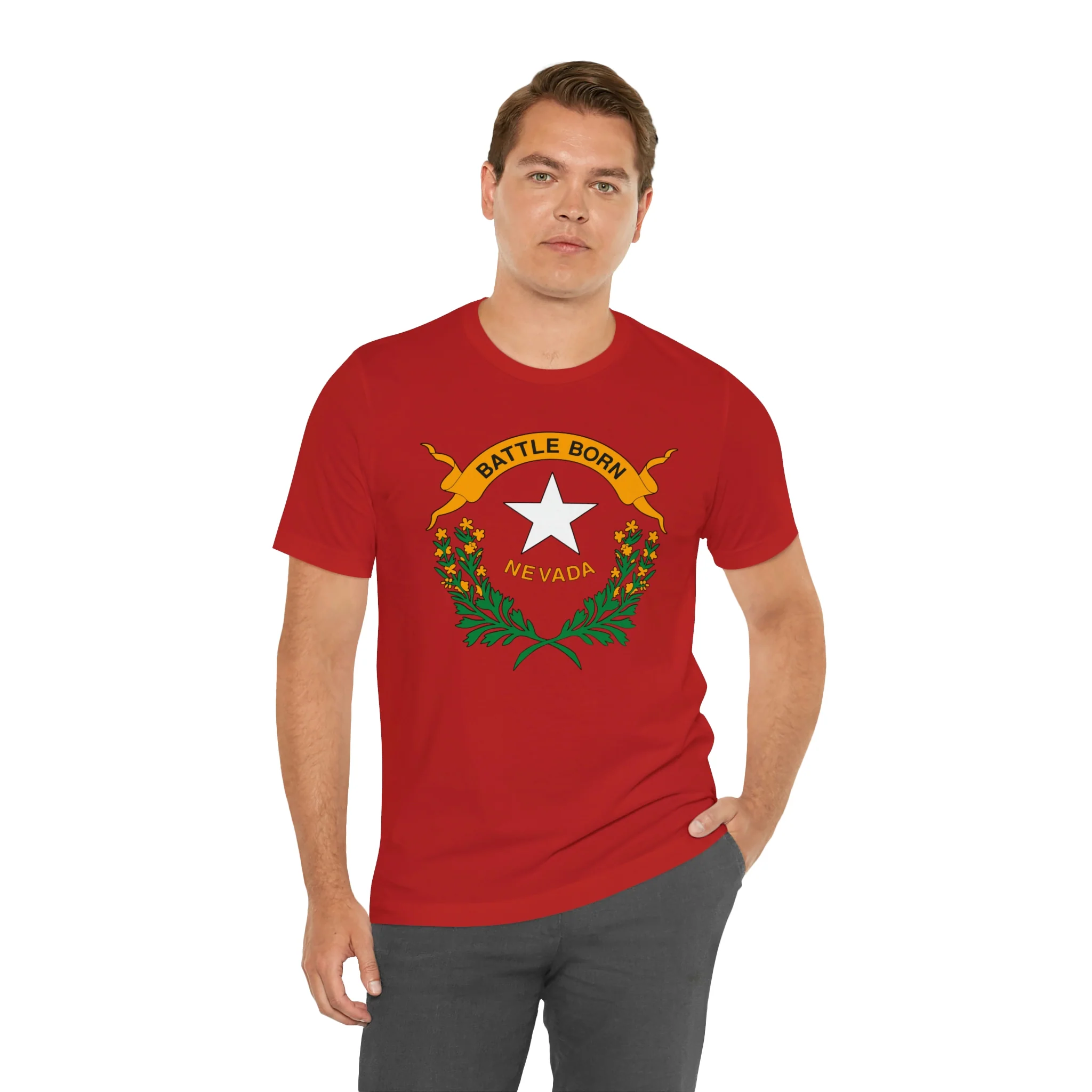 Nevada State Flag T Shirt: Bella + Canvas 3001 - Image 89