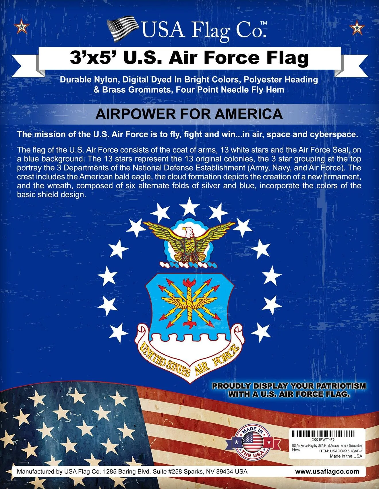 Official US Air Force Flag Made in USA - Image 2