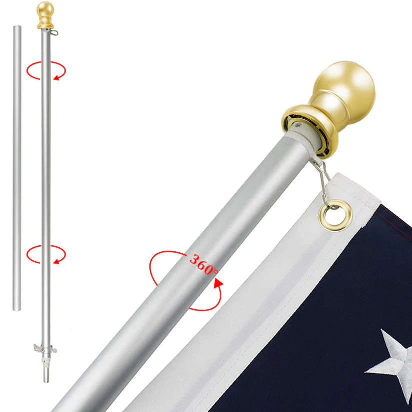 PATRIOT™ Flag Pole and ROGUE™ Bracket Kit - Brushed Aluminum (6ft, 1" Diameter) - Image 3