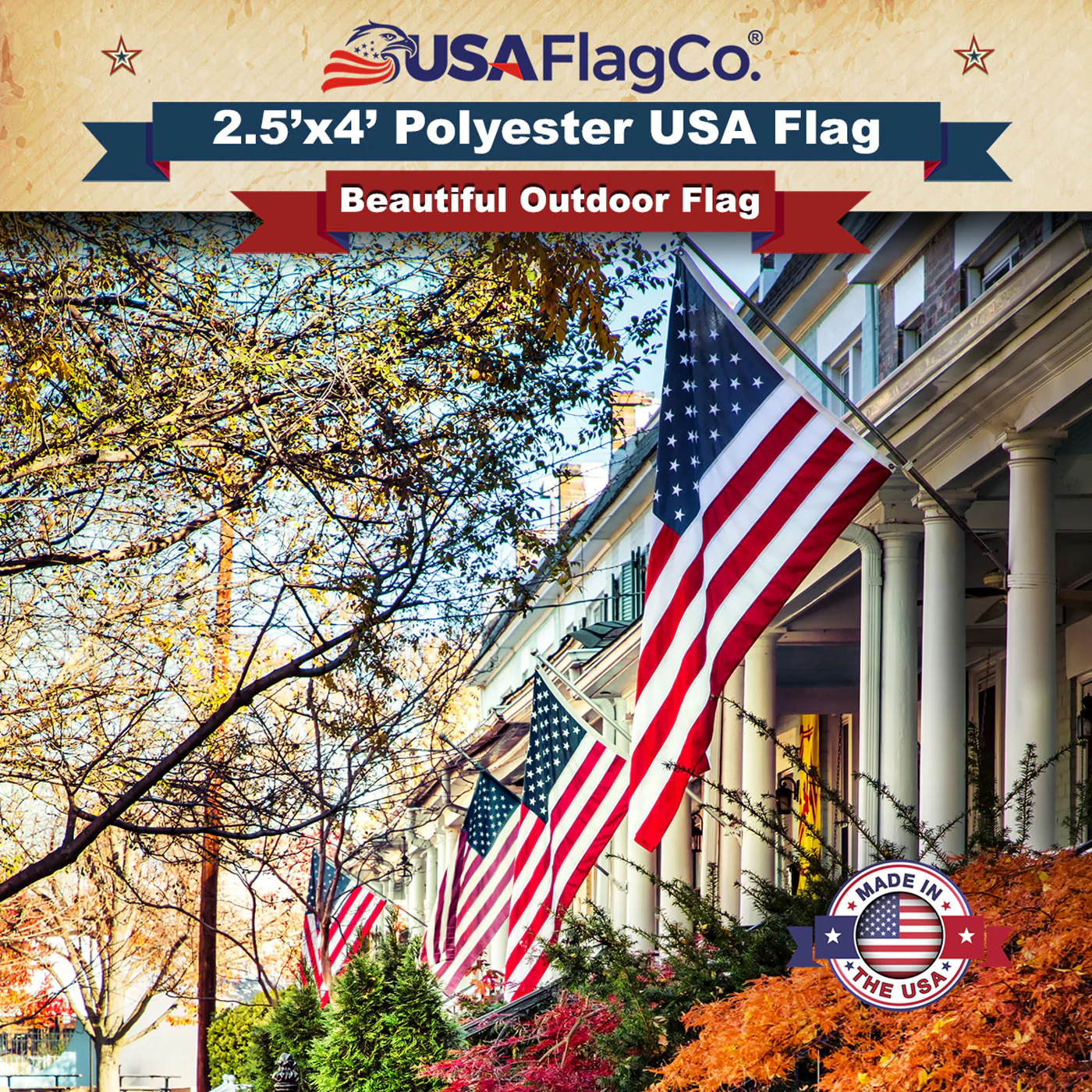 Polyester American Flag 2.5x4 ft Made in USA – Heavy Duty 2-Ply - Image 3