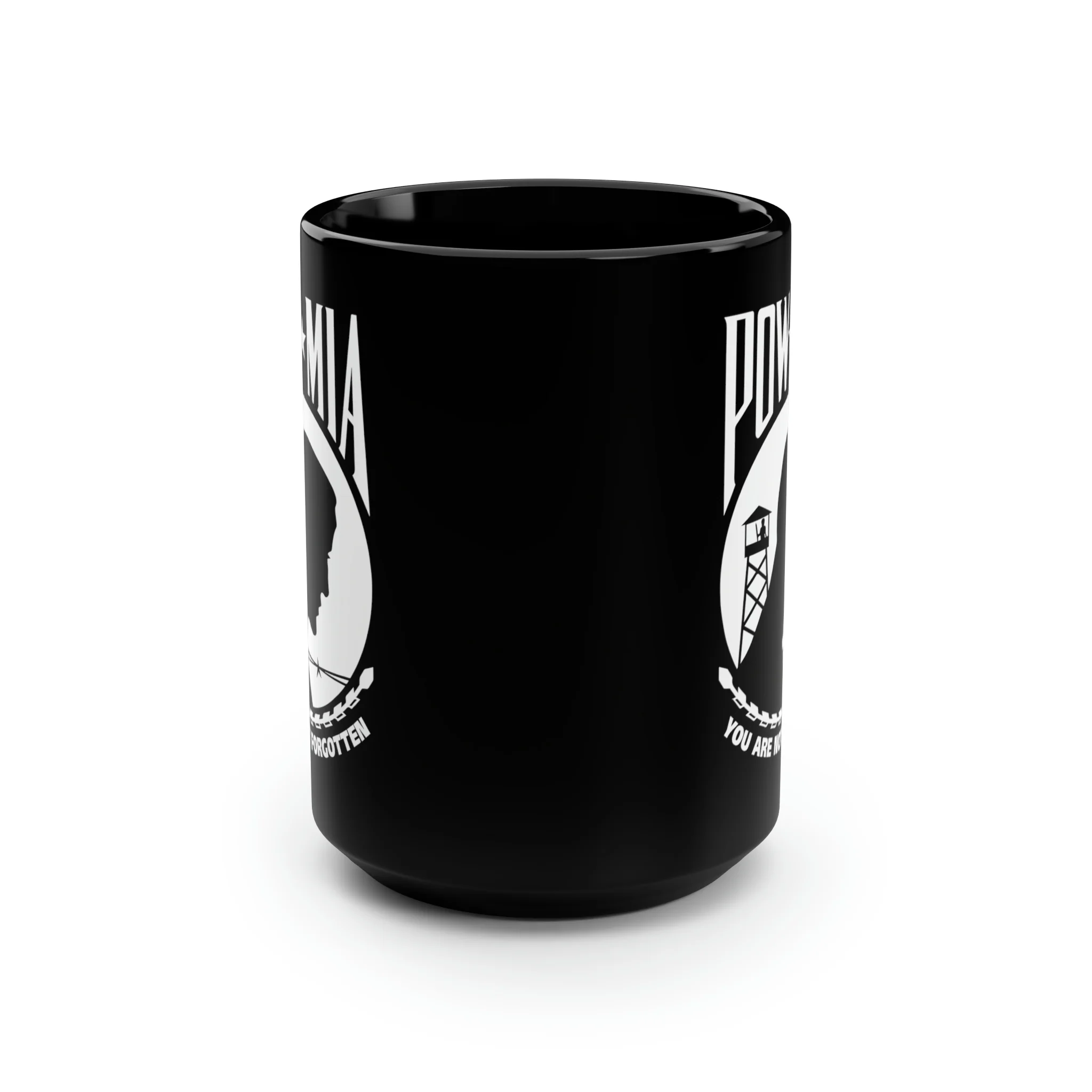 POW-MIA Flag Mug - 15 oz Black Mug - Image 2