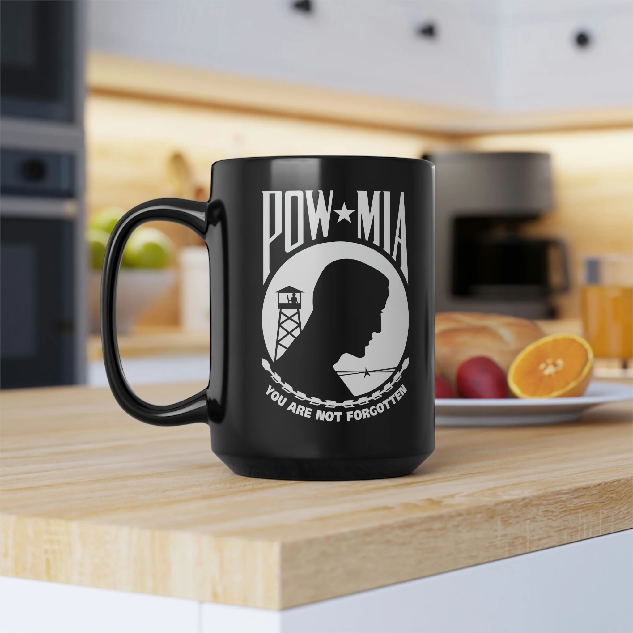 POW-MIA Flag Mug - 15 oz Black Mug - Image 8